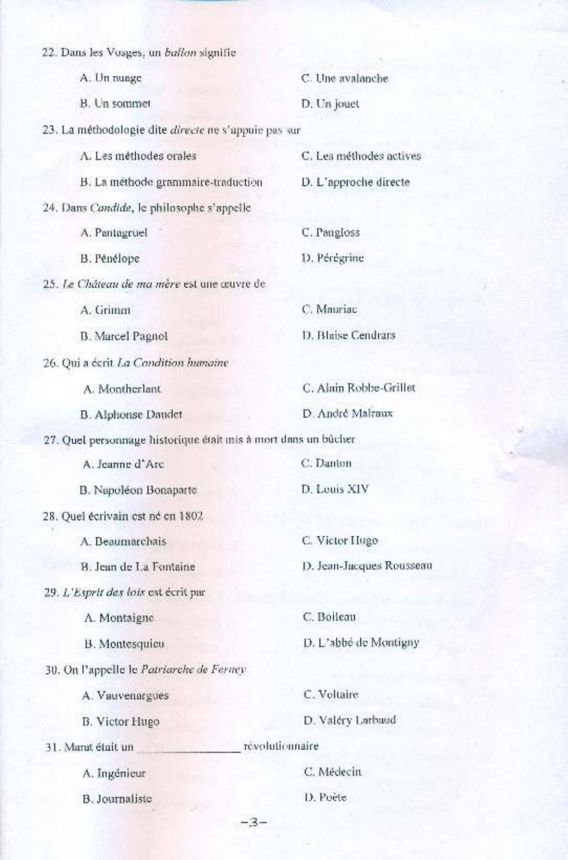 PU MPET French 2015 Question Paper - Page 4