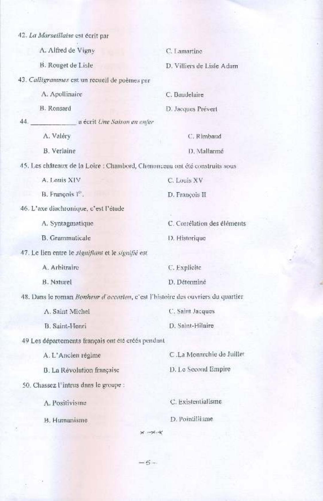PU MPET French 2015 Question Paper - Page 6