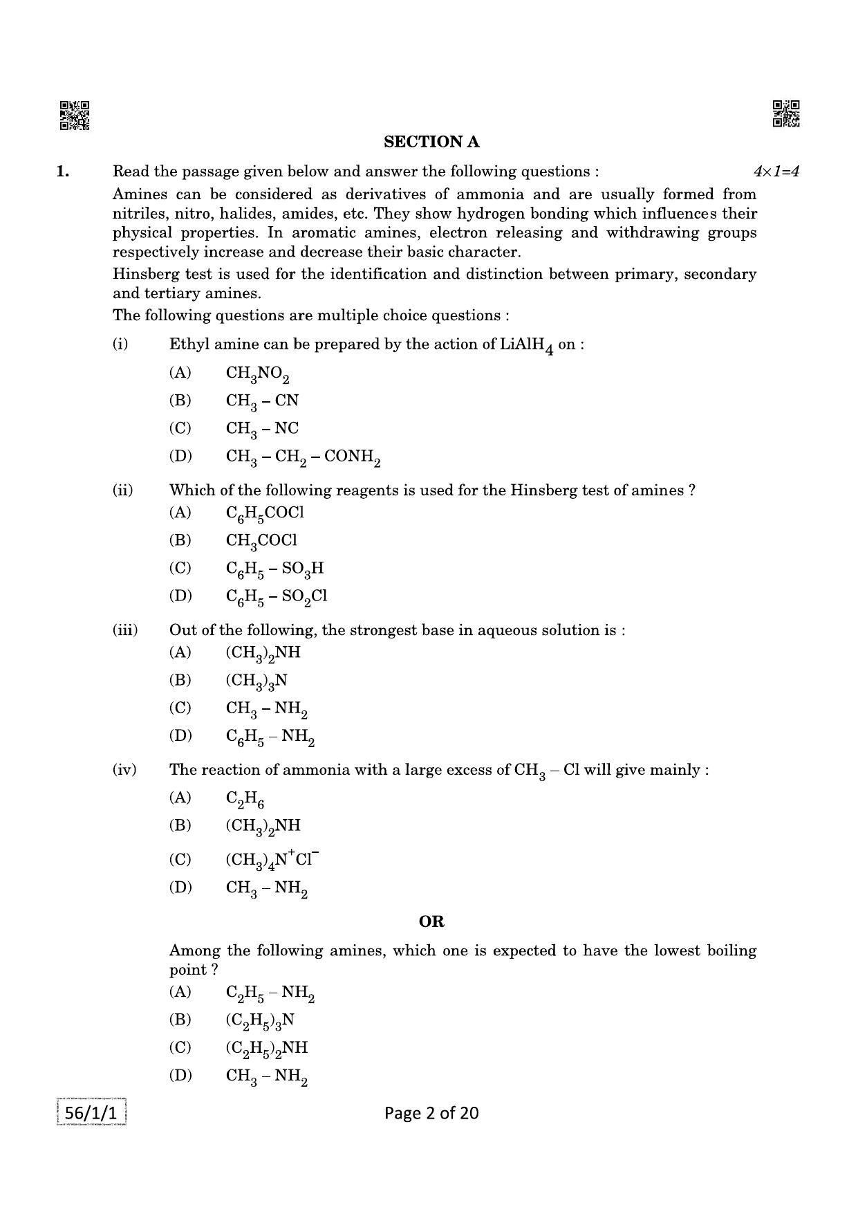 CBSE Class 12 QP_043_CHEMISTRY 2021 Compartment Question Paper - Page 2