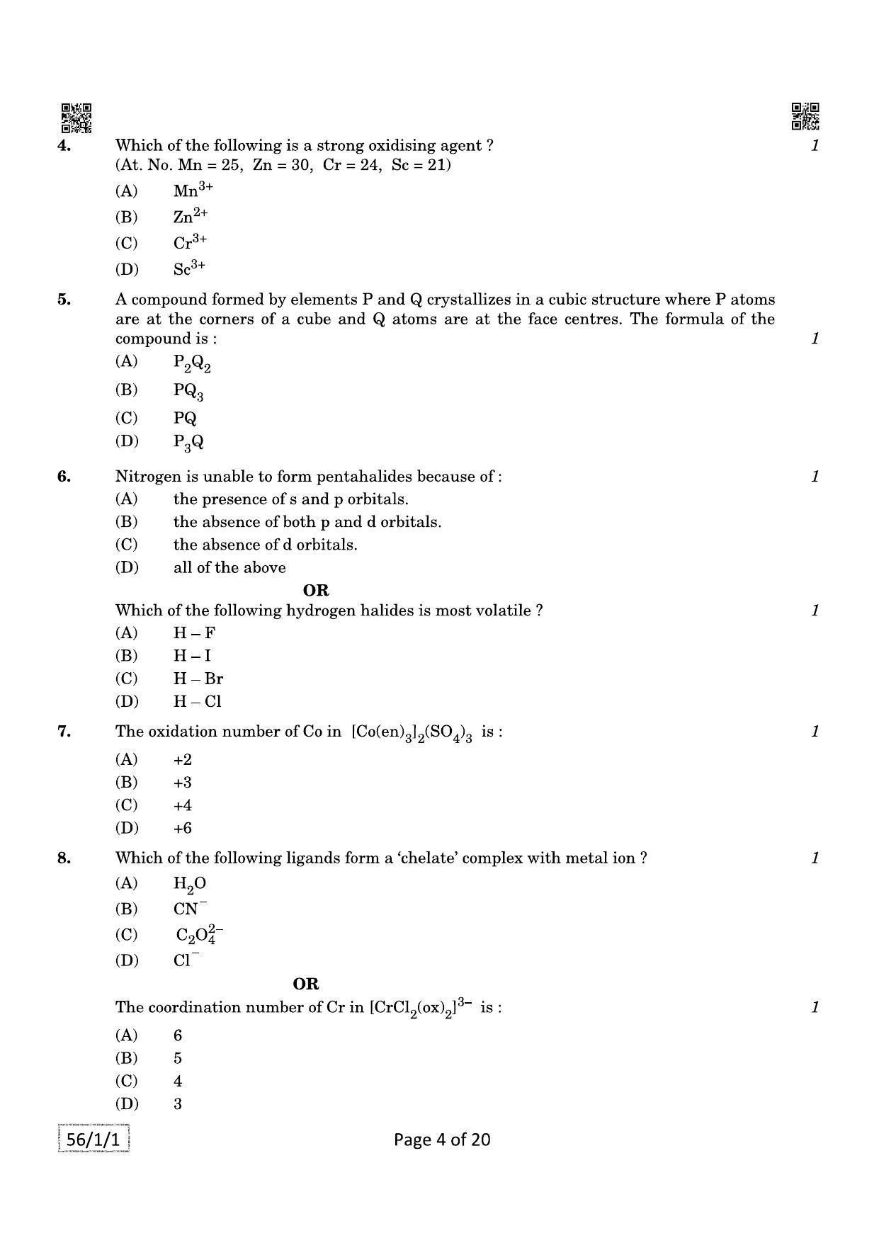 CBSE Class 12 QP_043_CHEMISTRY 2021 Compartment Question Paper - Page 4