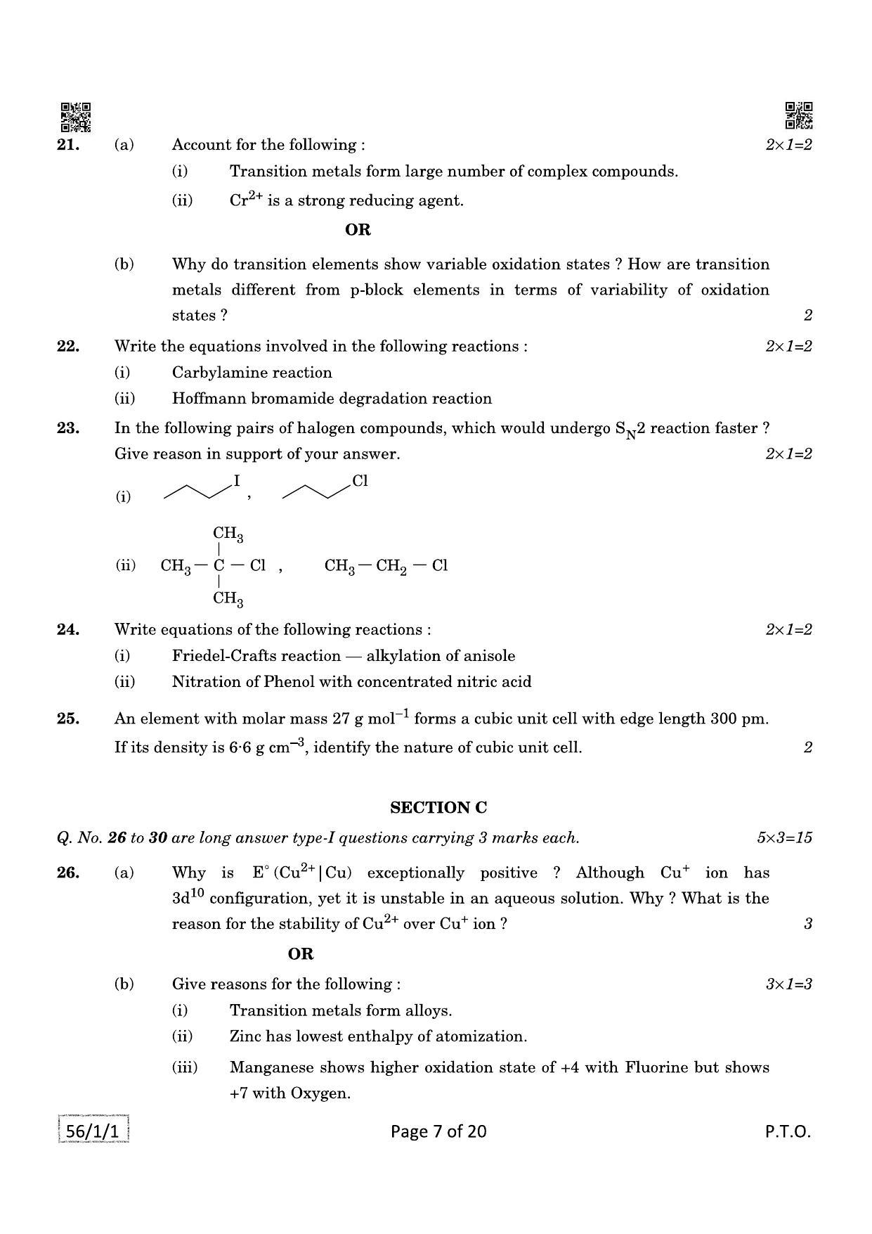 CBSE Class 12 QP_043_CHEMISTRY 2021 Compartment Question Paper - Page 7