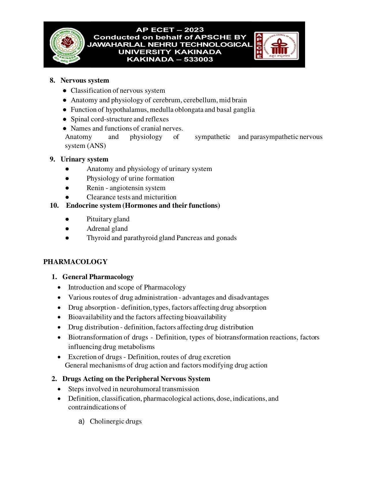 AP ECET SECTION IV PHARMACOLOGY Syllabus - Page 2
