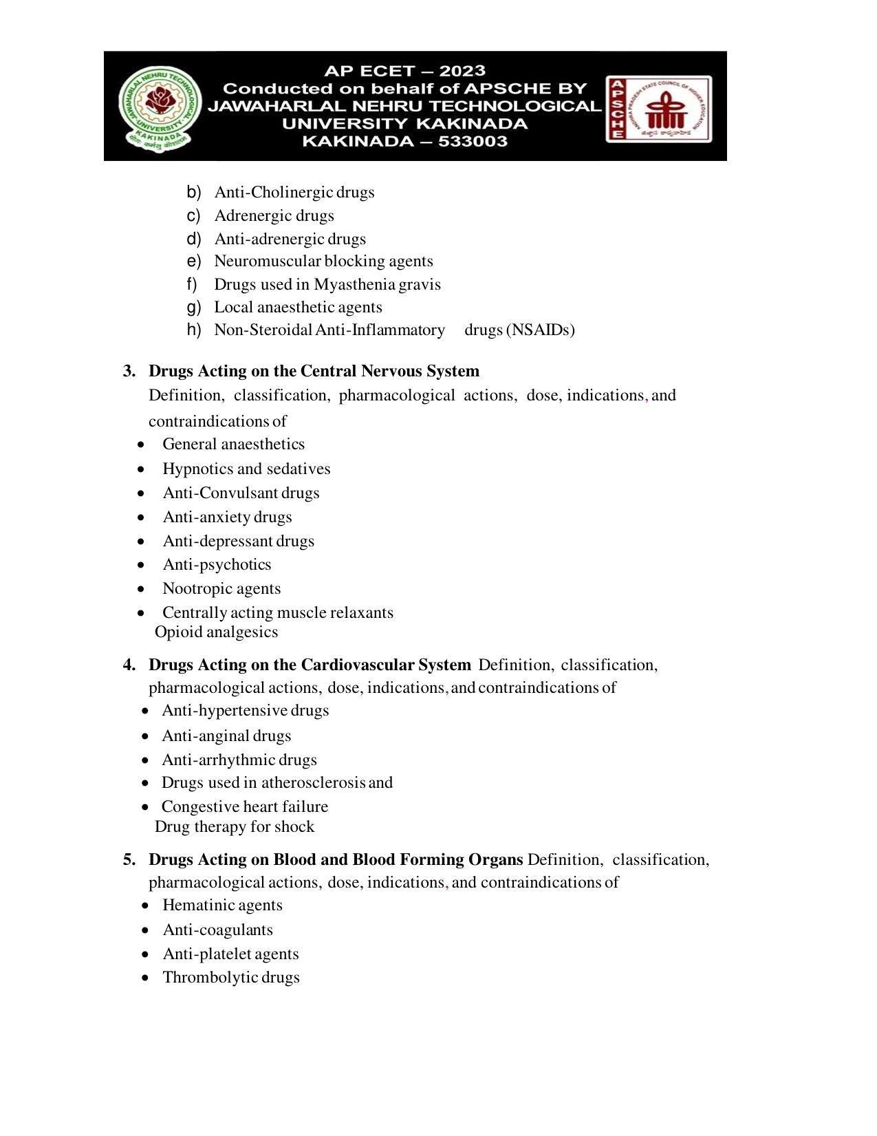 AP ECET SECTION IV PHARMACOLOGY Syllabus - Page 3