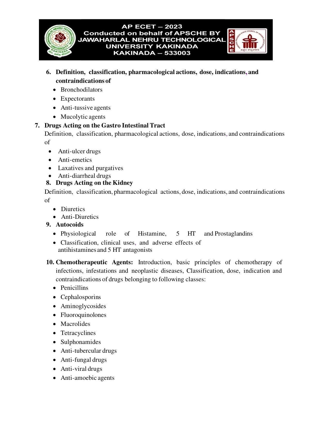 AP ECET SECTION IV PHARMACOLOGY Syllabus - Page 4