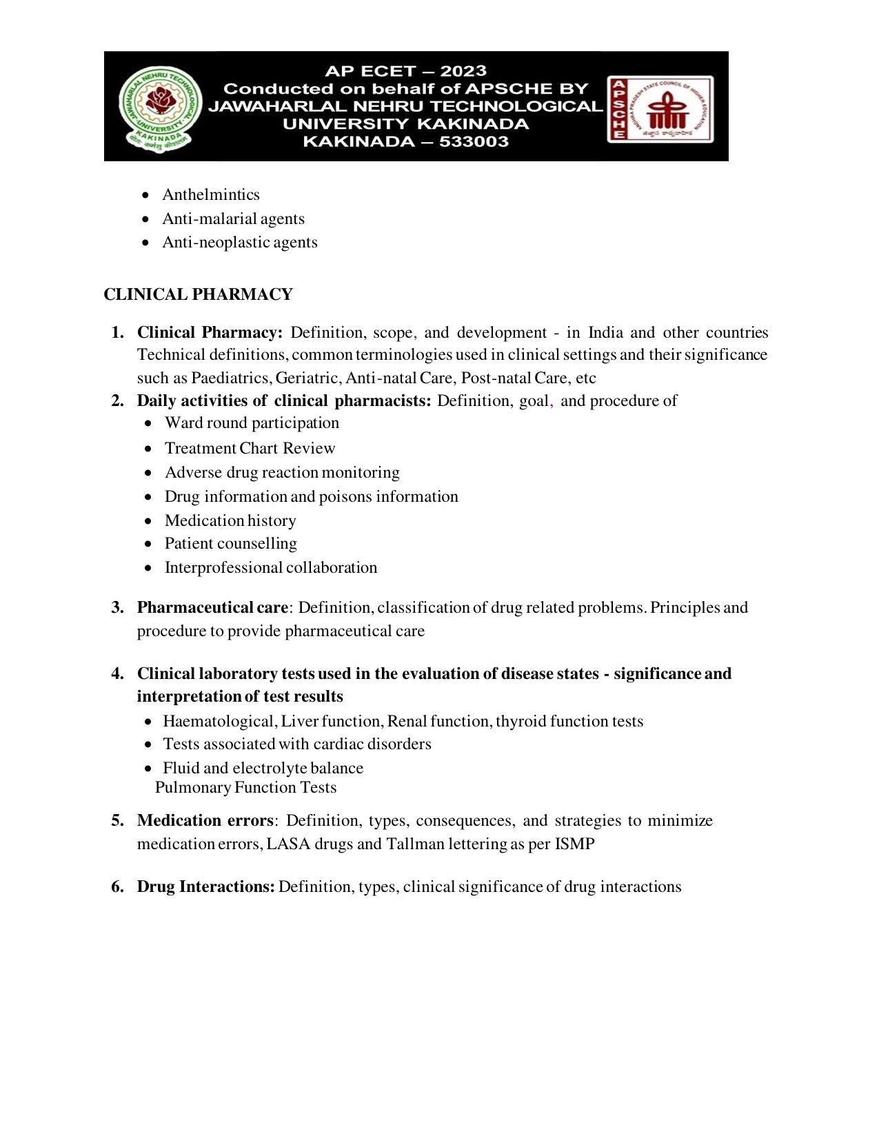 AP ECET SECTION IV PHARMACOLOGY Syllabus - Page 5