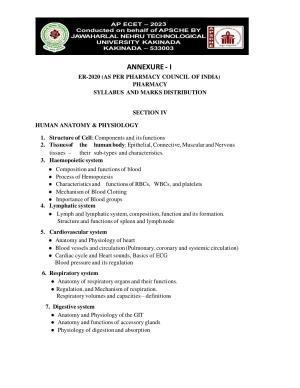 AP ECET SECTION IV PHARMACOLOGY Syllabus