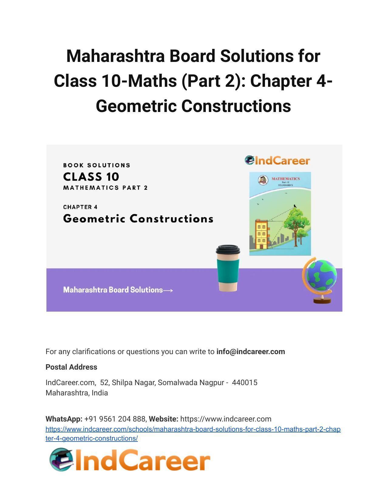 Maharashtra Board Solutions for Class 10-Maths (Part 2): Chapter 4- Geometric Constructions - Page 1