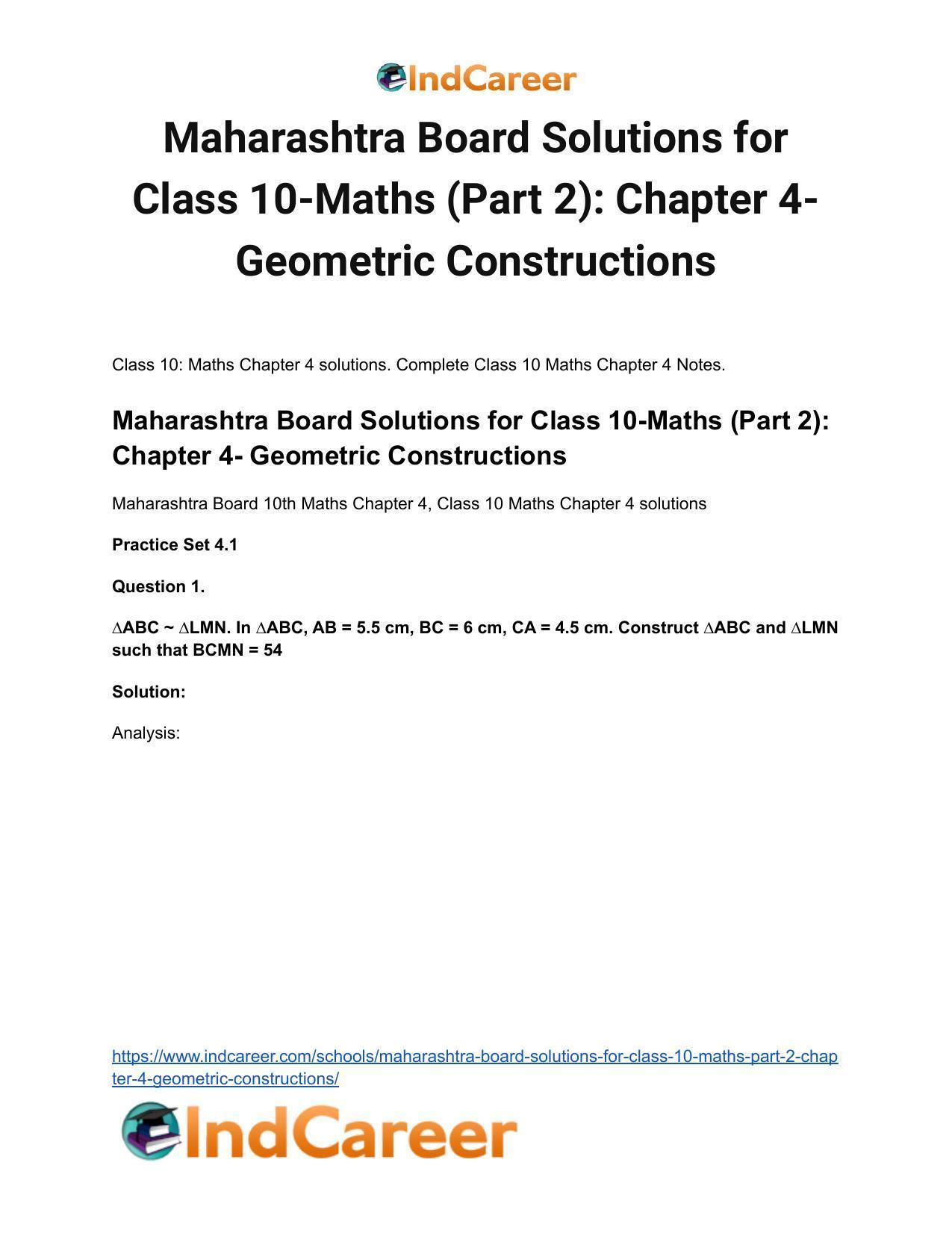 Maharashtra Board Solutions for Class 10-Maths (Part 2): Chapter 4- Geometric Constructions - Page 2