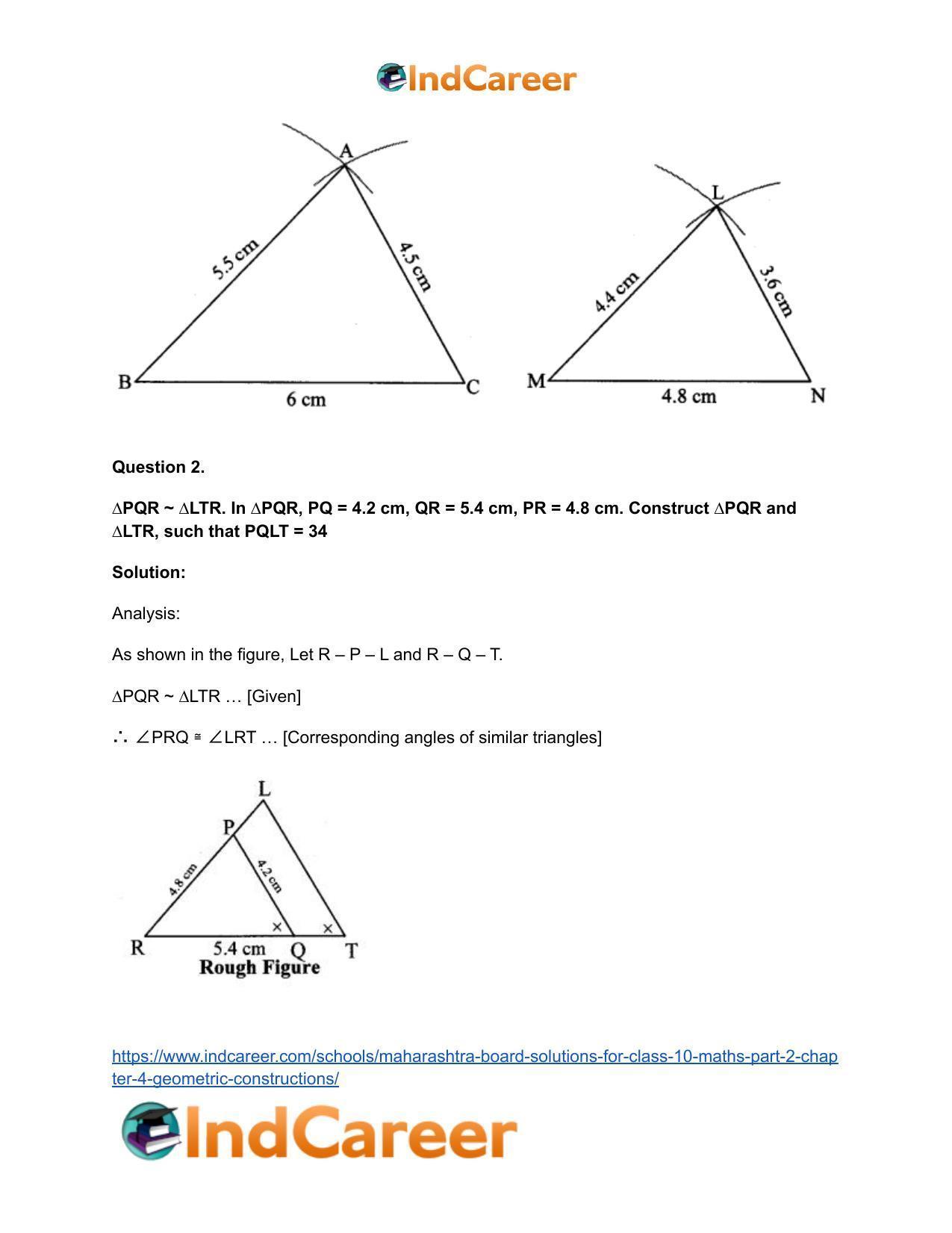Maharashtra Board Solutions for Class 10-Maths (Part 2): Chapter 4- Geometric Constructions - Page 4