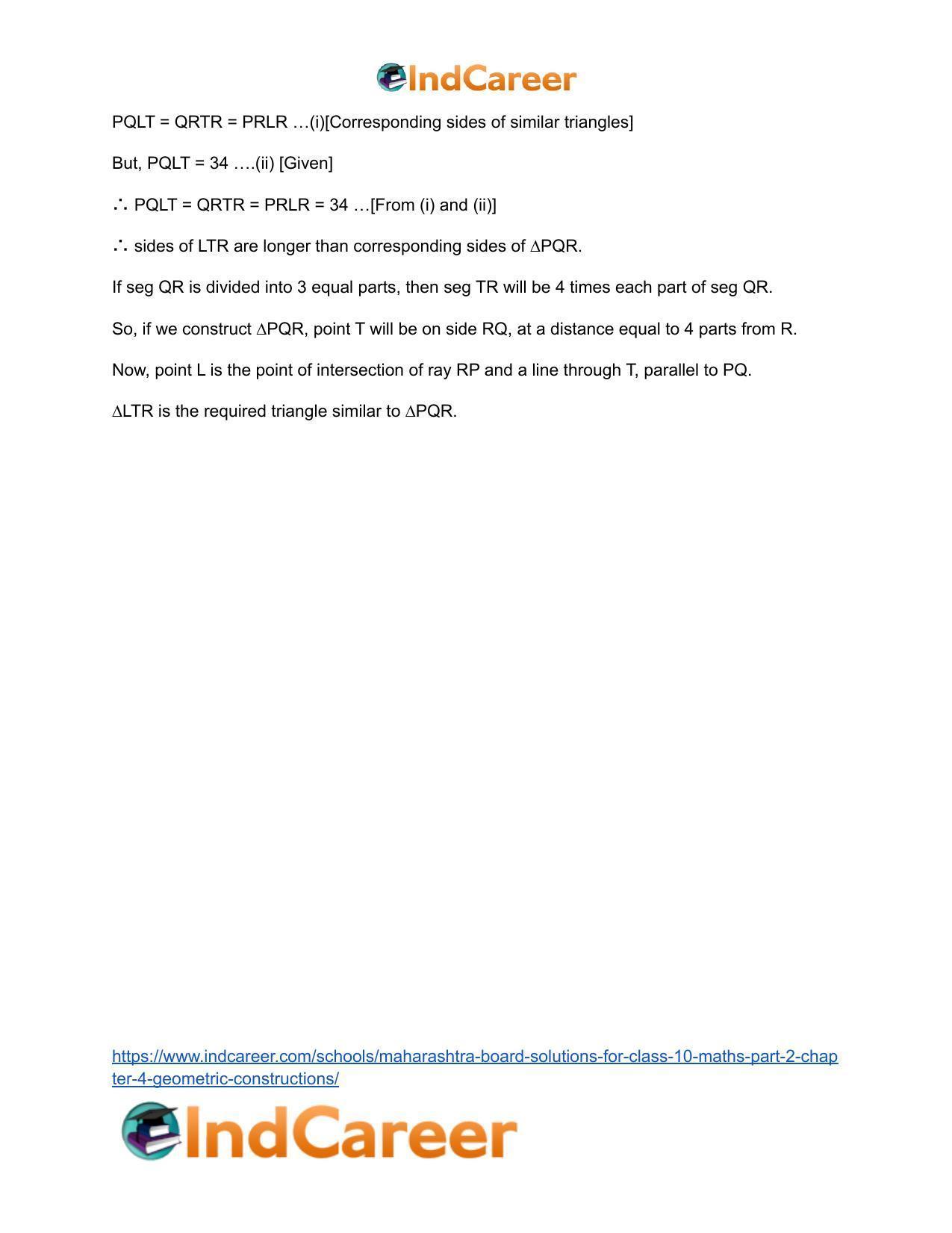 Maharashtra Board Solutions for Class 10-Maths (Part 2): Chapter 4- Geometric Constructions - Page 5