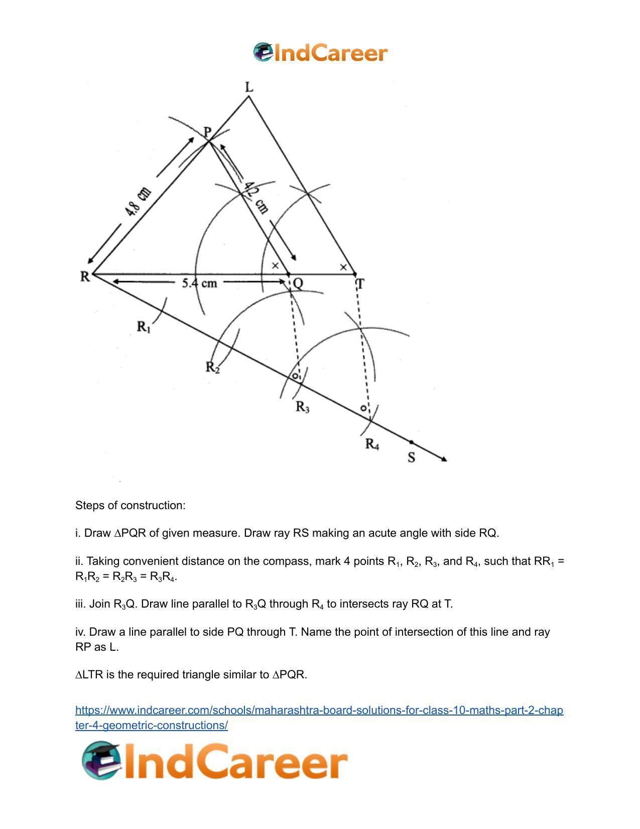 Maharashtra Board Solutions for Class 10-Maths (Part 2): Chapter 4- Geometric Constructions - Page 6