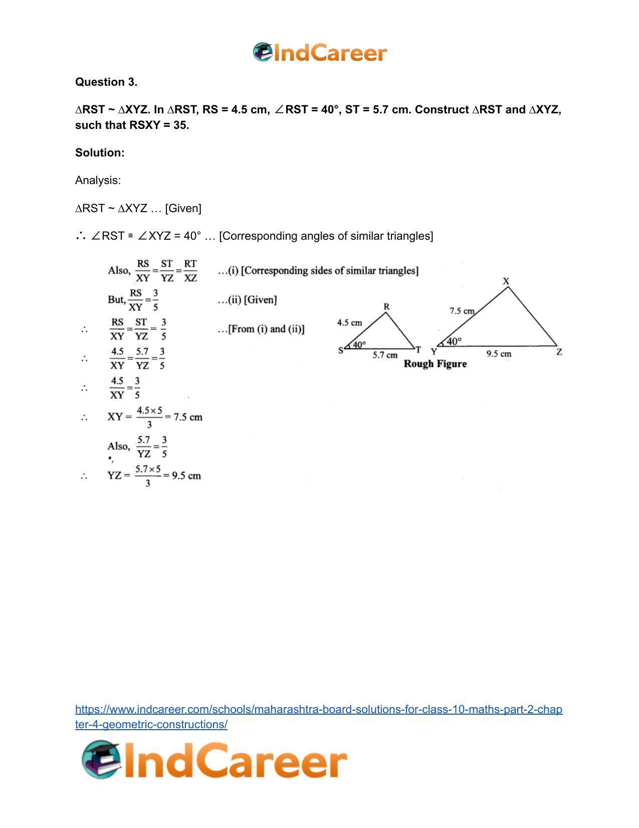 Maharashtra Board Solutions for Class 10-Maths (Part 2): Chapter 4- Geometric Constructions - Page 7