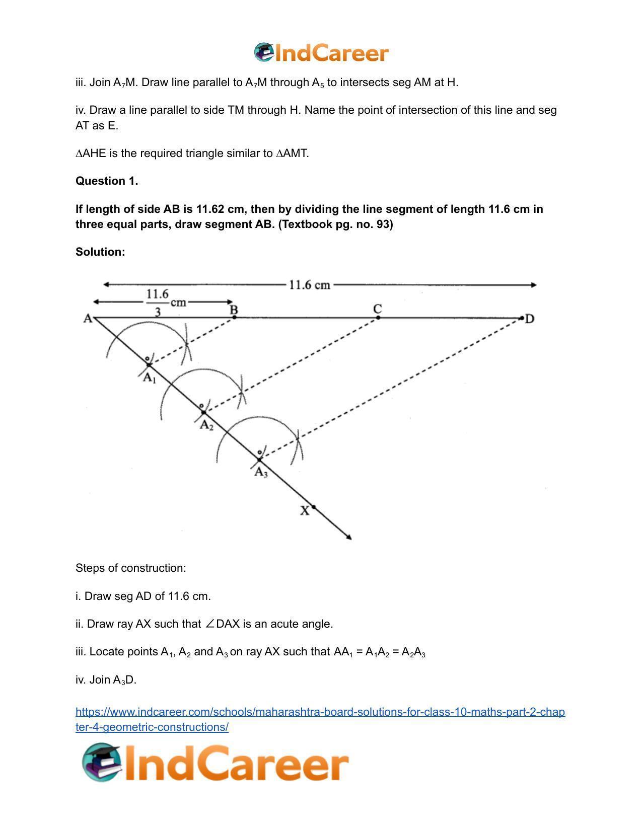 Maharashtra Board Solutions for Class 10-Maths (Part 2): Chapter 4- Geometric Constructions - Page 11