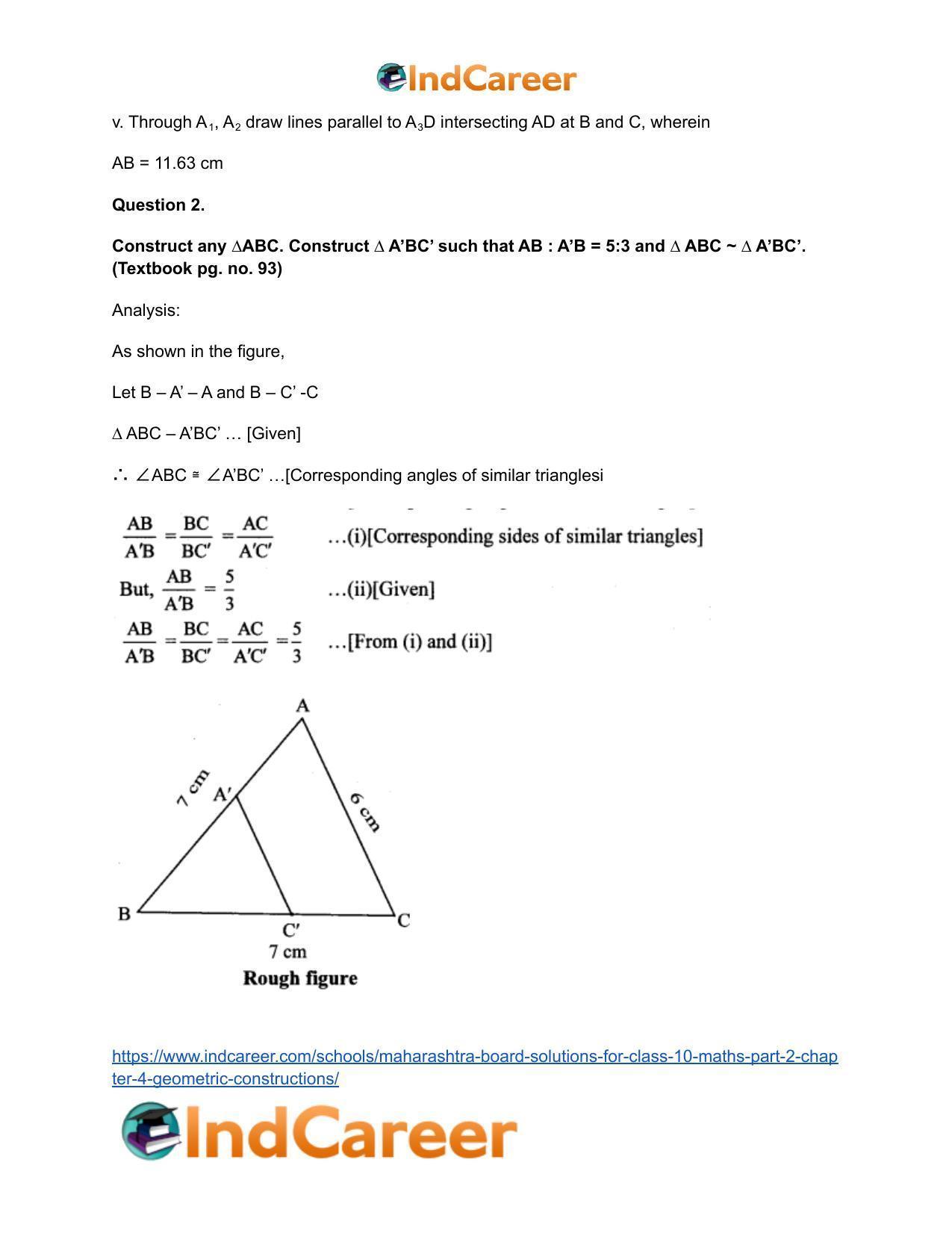 Maharashtra Board Solutions for Class 10-Maths (Part 2): Chapter 4- Geometric Constructions - Page 12
