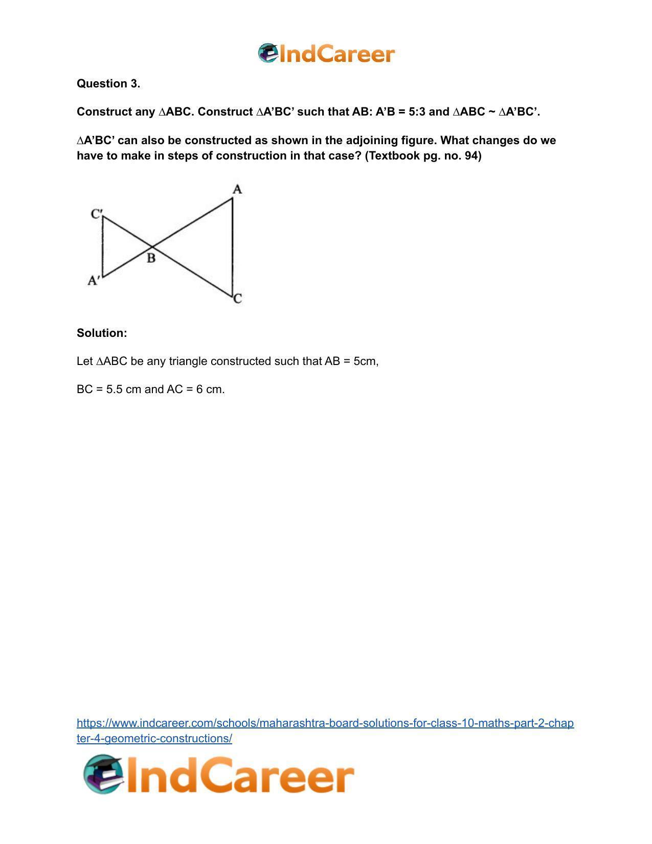 Maharashtra Board Solutions for Class 10-Maths (Part 2): Chapter 4- Geometric Constructions - Page 14