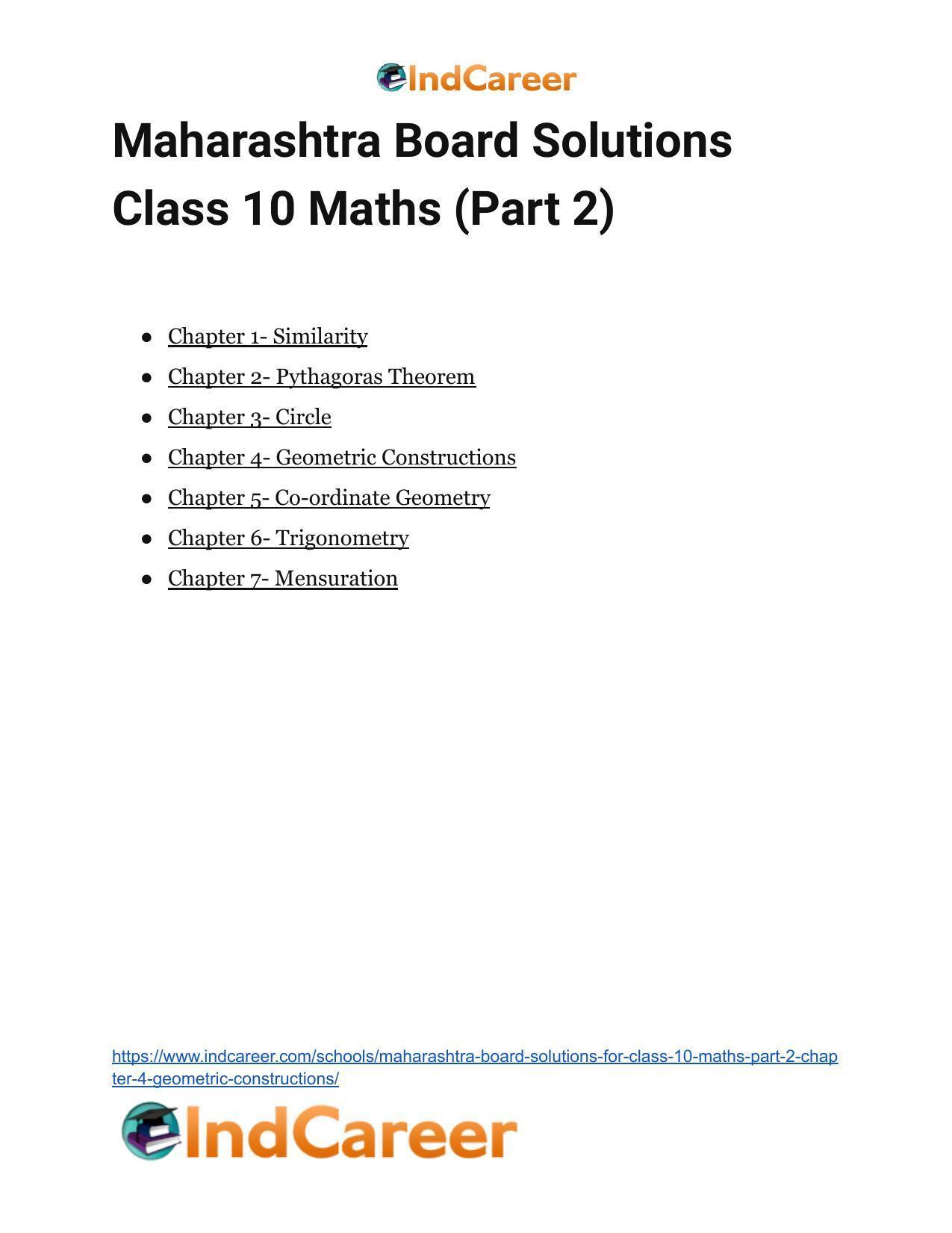 Maharashtra Board Solutions for Class 10-Maths (Part 2): Chapter 4- Geometric Constructions - Page 28