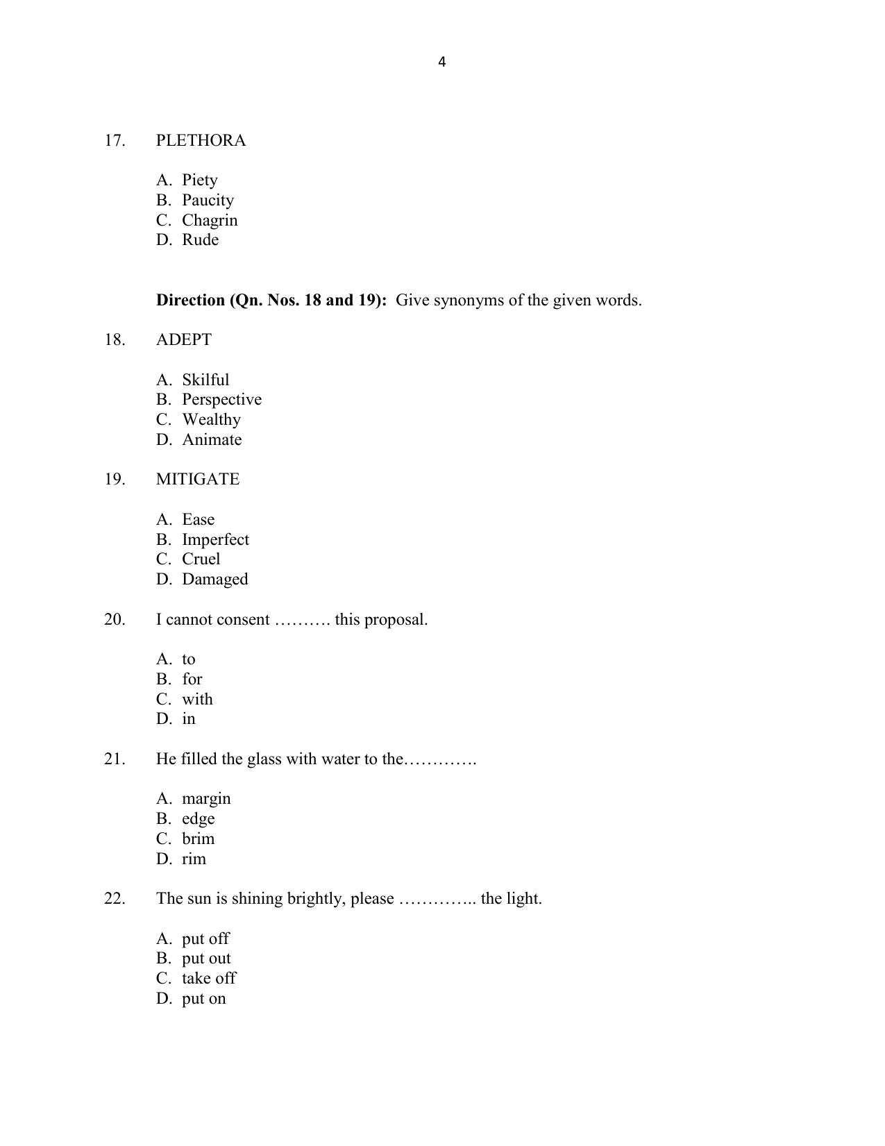 CUSAT CAT 2016 5 year LLB Question Paper - Page 4