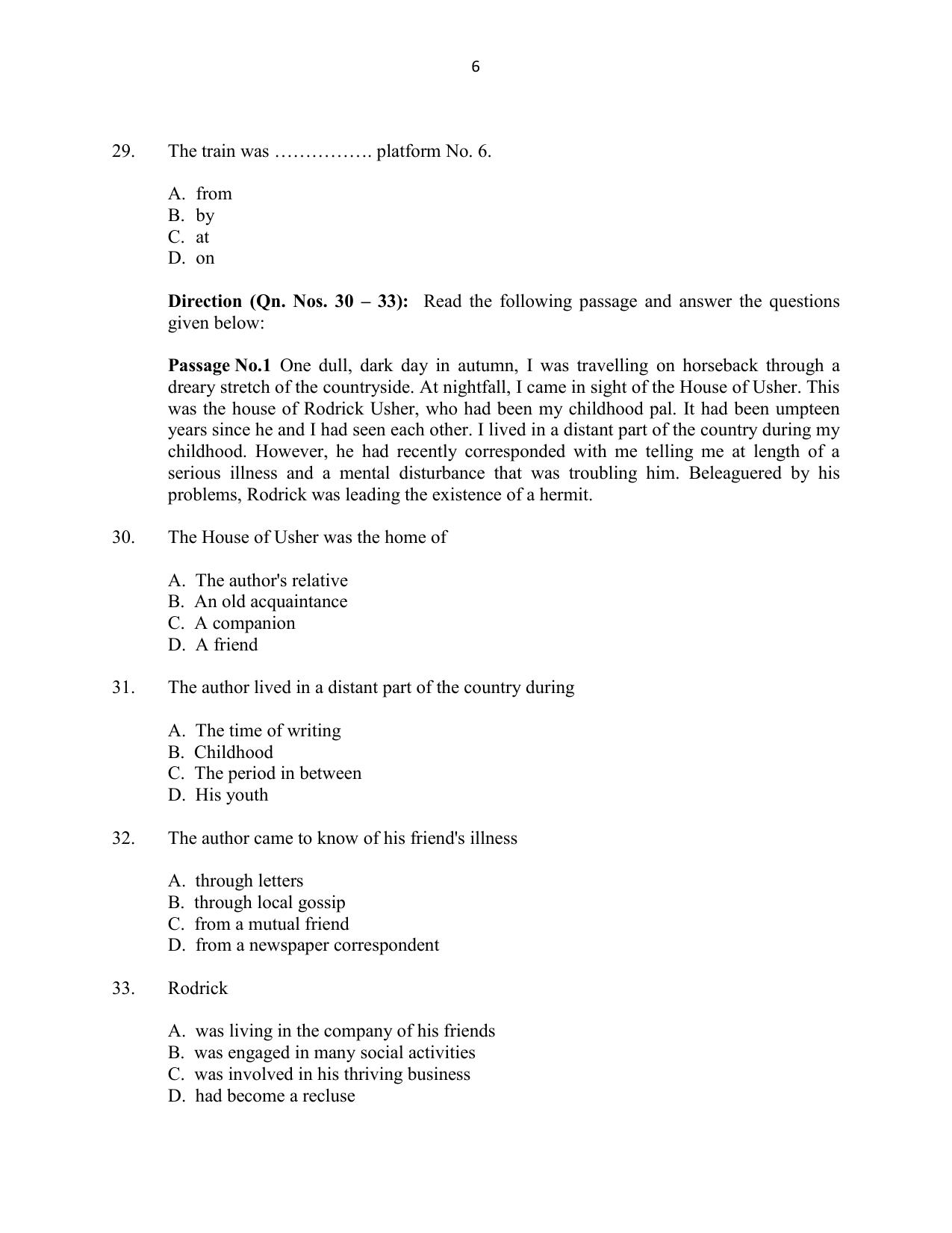 CUSAT CAT 2016 5 year LLB Question Paper - Page 6