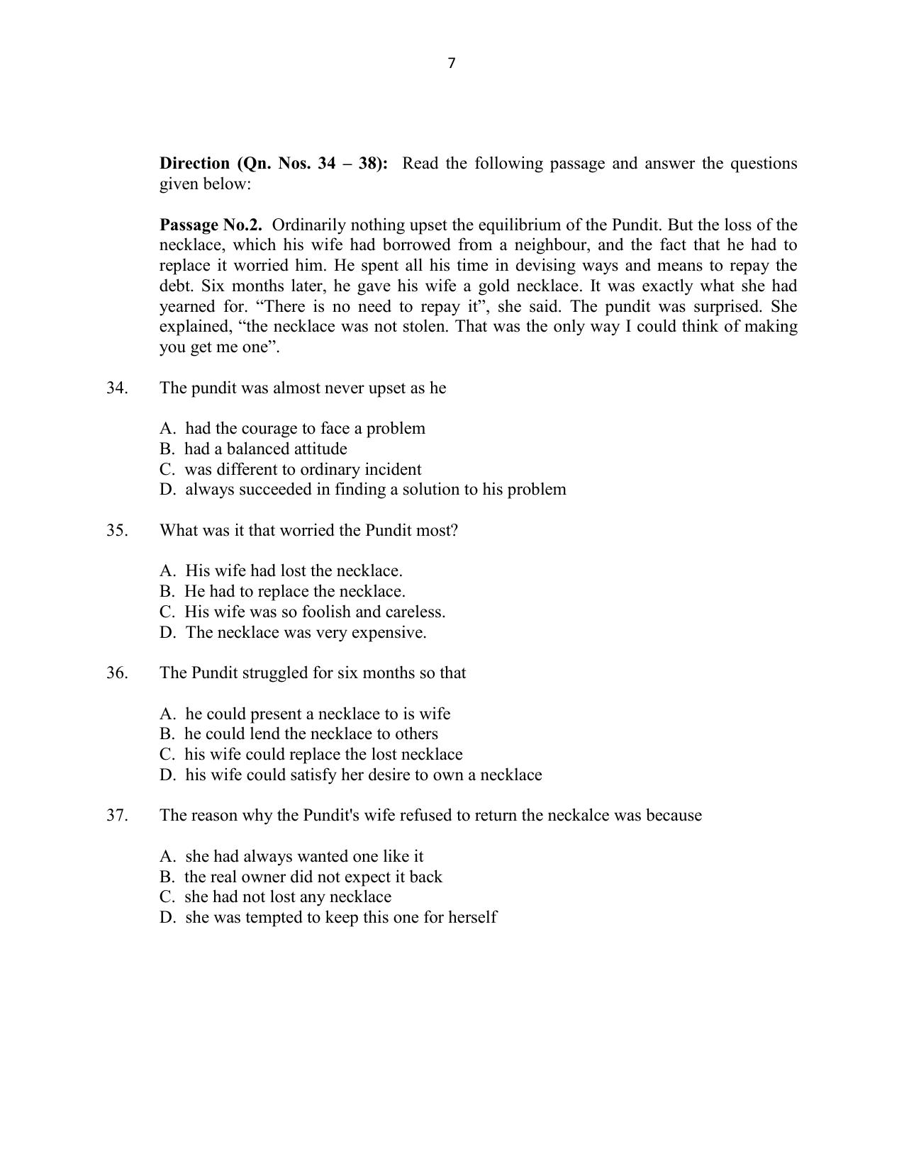 CUSAT CAT 2016 5 year LLB Question Paper - Page 7