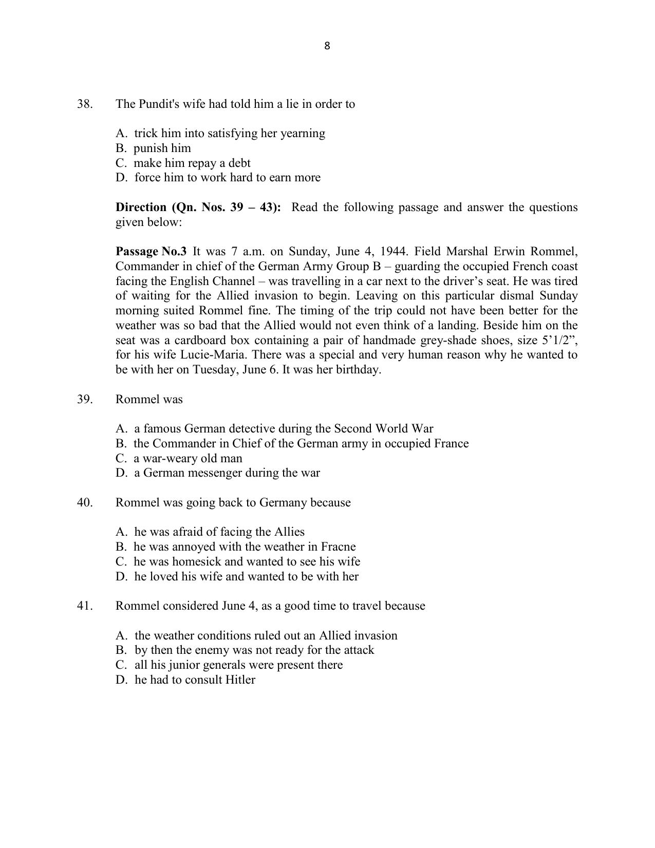CUSAT CAT 2016 5 year LLB Question Paper - Page 8