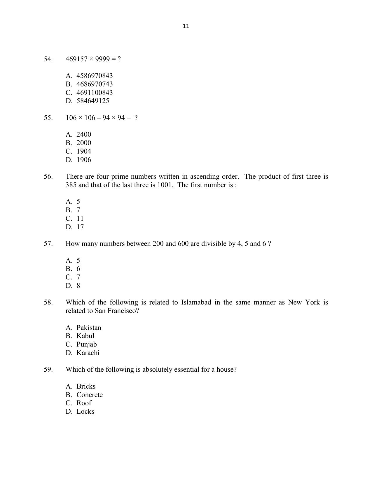 CUSAT CAT 2016 5 year LLB Question Paper - Page 11