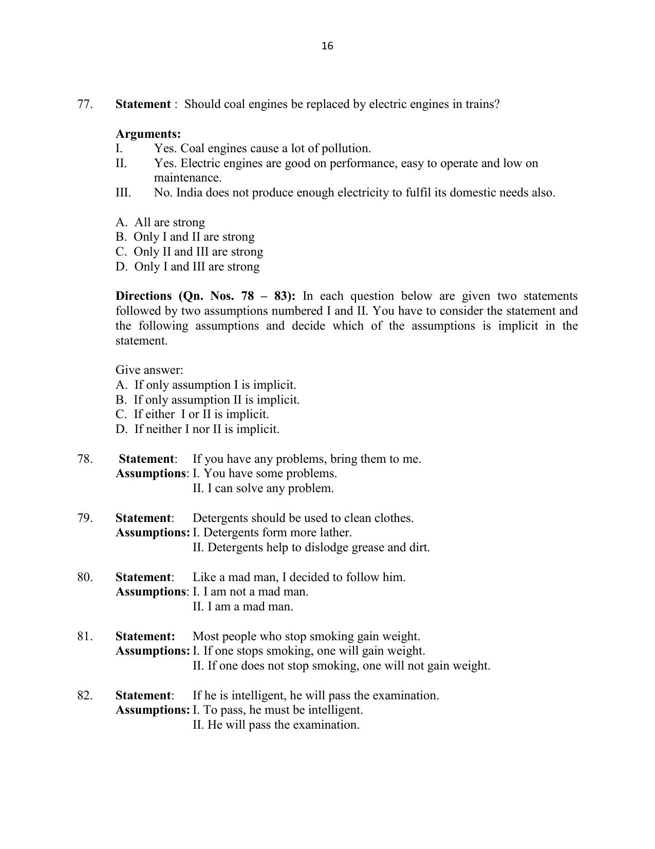 CUSAT CAT 2016 5 year LLB Question Paper - Page 16