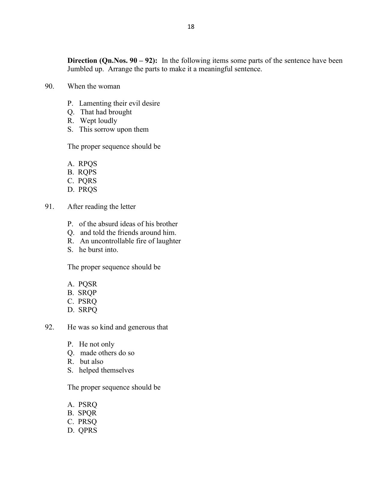 CUSAT CAT 2016 5 year LLB Question Paper - Page 18