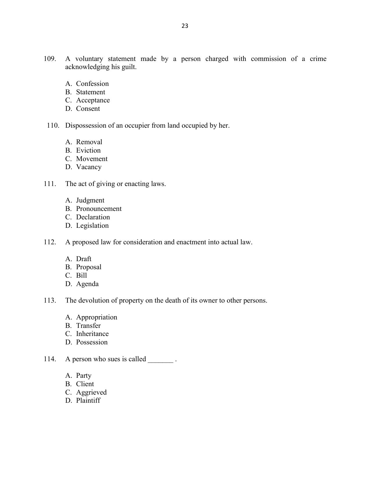 CUSAT CAT 2016 5 year LLB Question Paper - Page 23