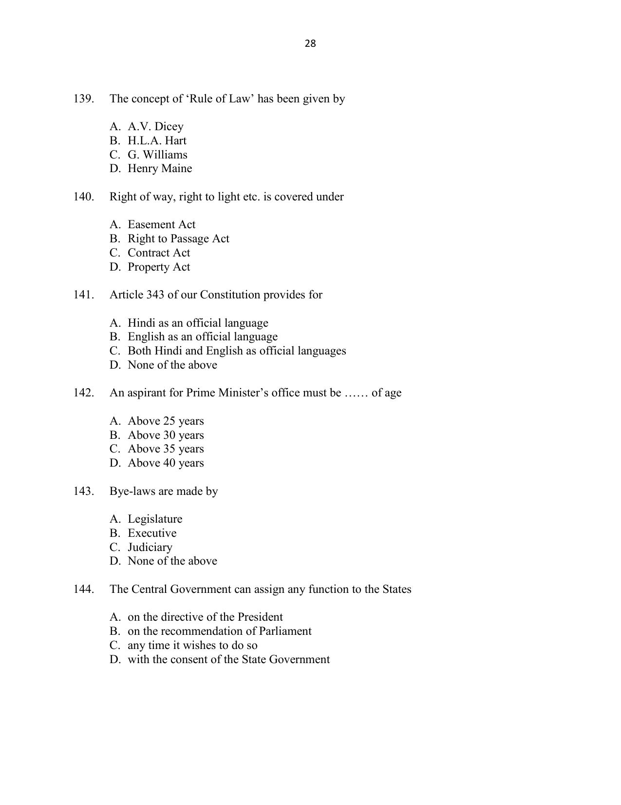 CUSAT CAT 2016 5 year LLB Question Paper - Page 28