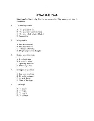CUSAT CAT 2016 5 year LLB Question Paper