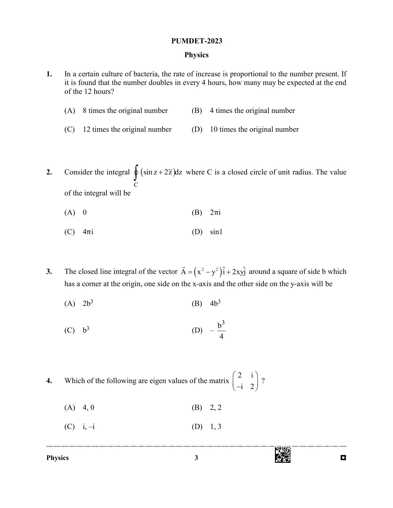 PUBDET 2023 Physics/Astrophysics 1 Question Paper - Page 3