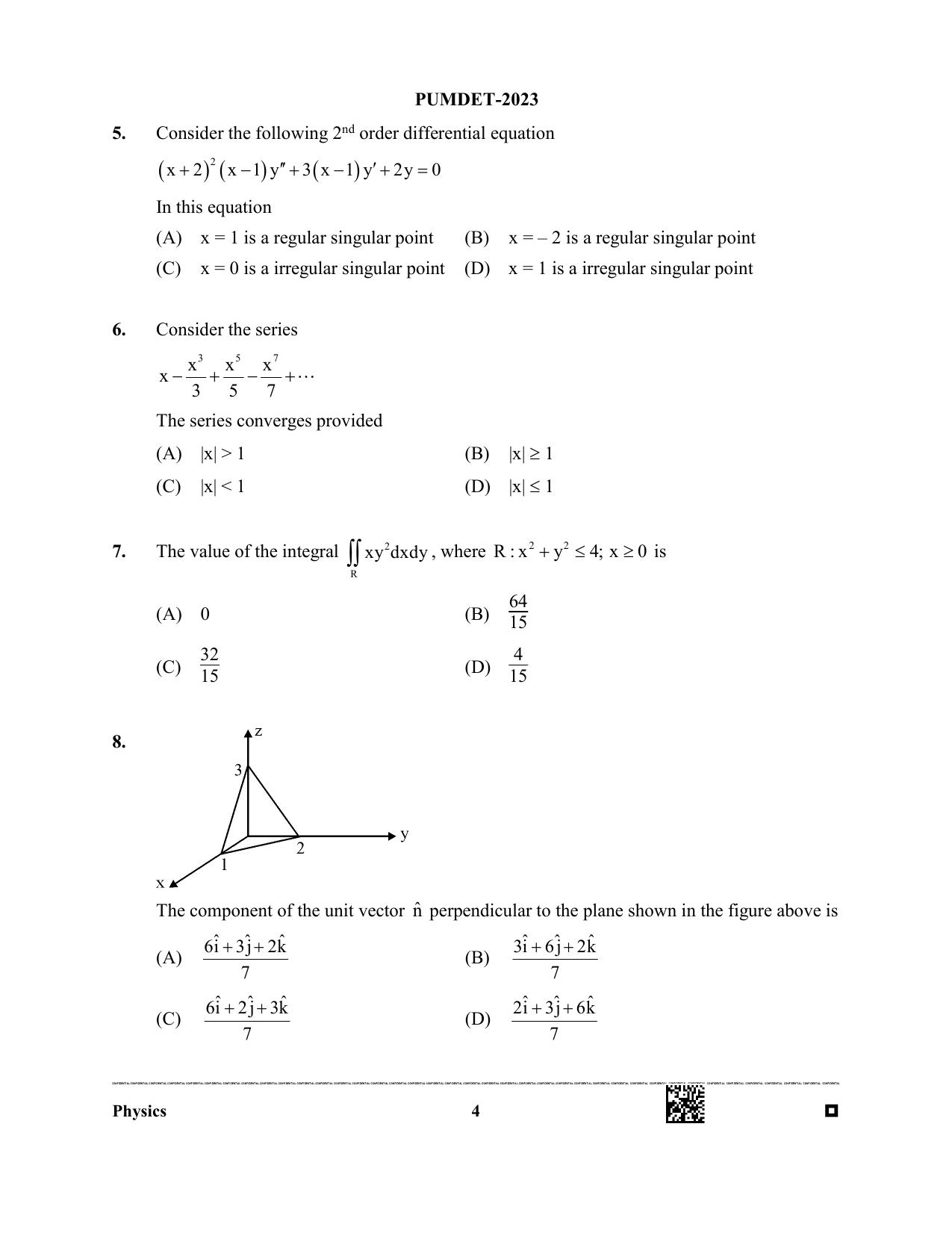 PUBDET 2023 Physics/Astrophysics 1 Question Paper - Page 4