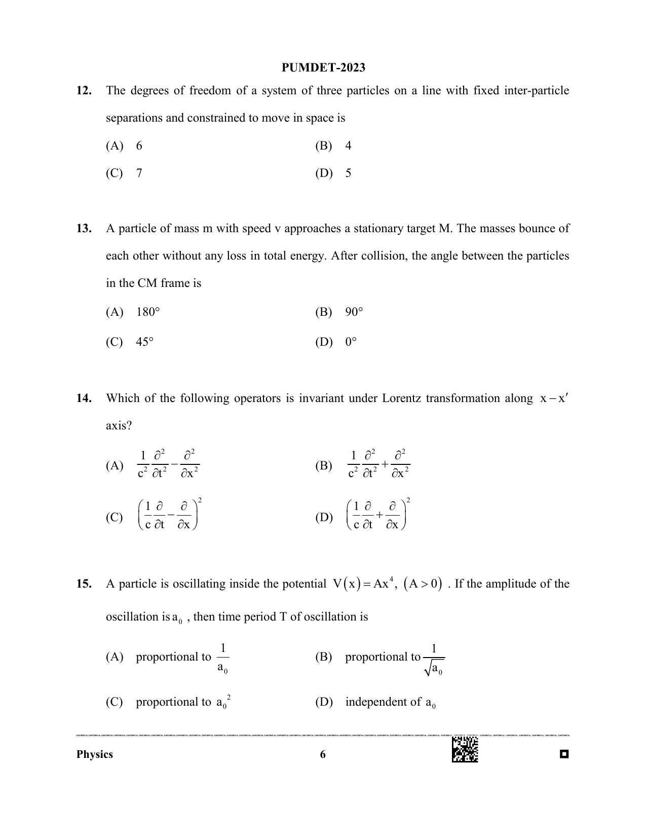 PUBDET 2023 Physics/Astrophysics 1 Question Paper - Page 6