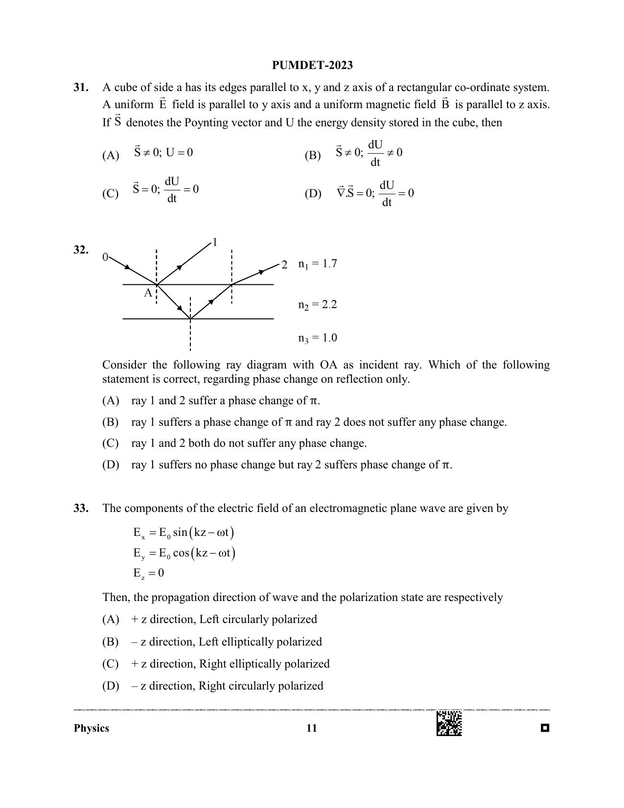 PUBDET 2023 Physics/Astrophysics 1 Question Paper - Page 11