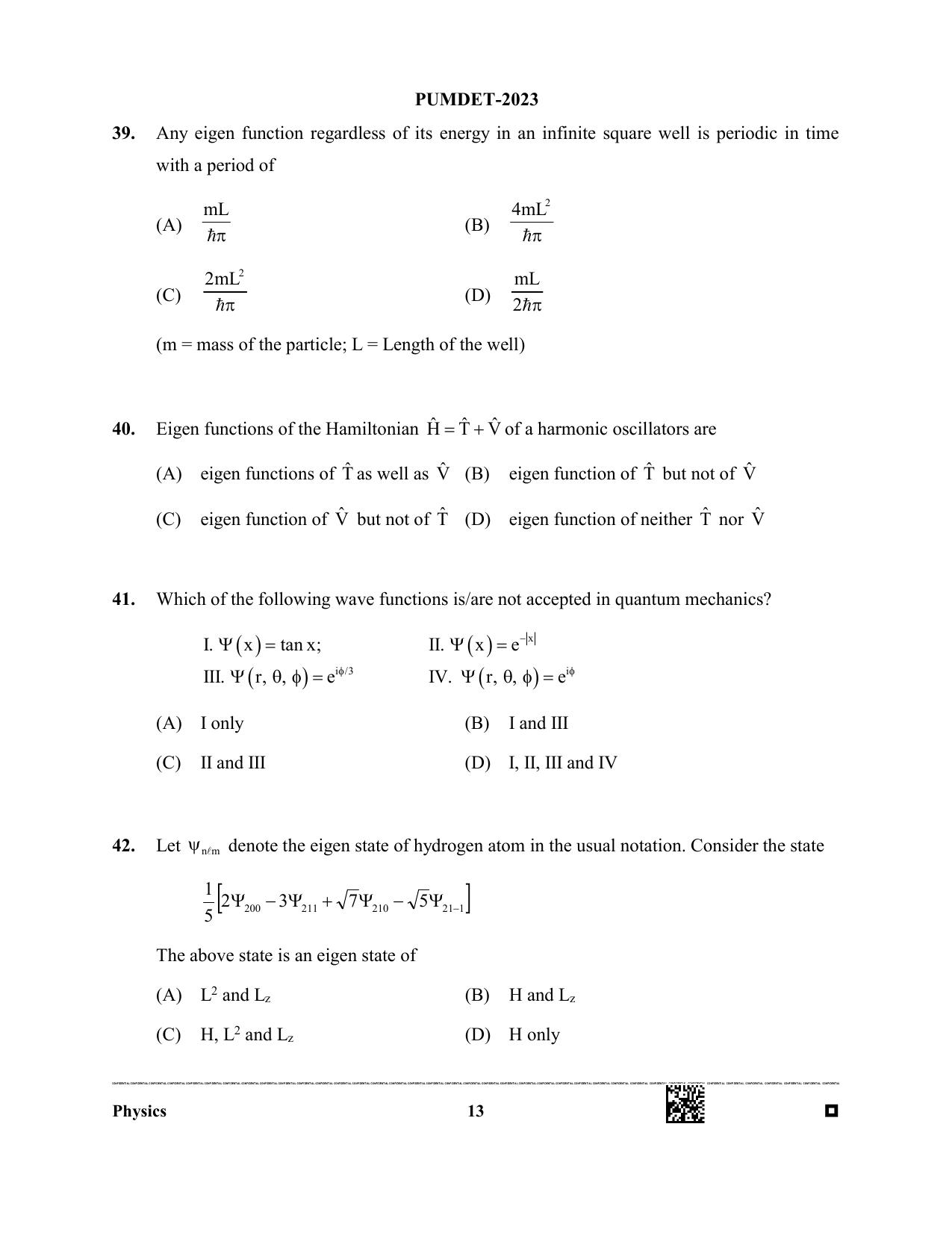 PUBDET 2023 Physics/Astrophysics 1 Question Paper - Page 13