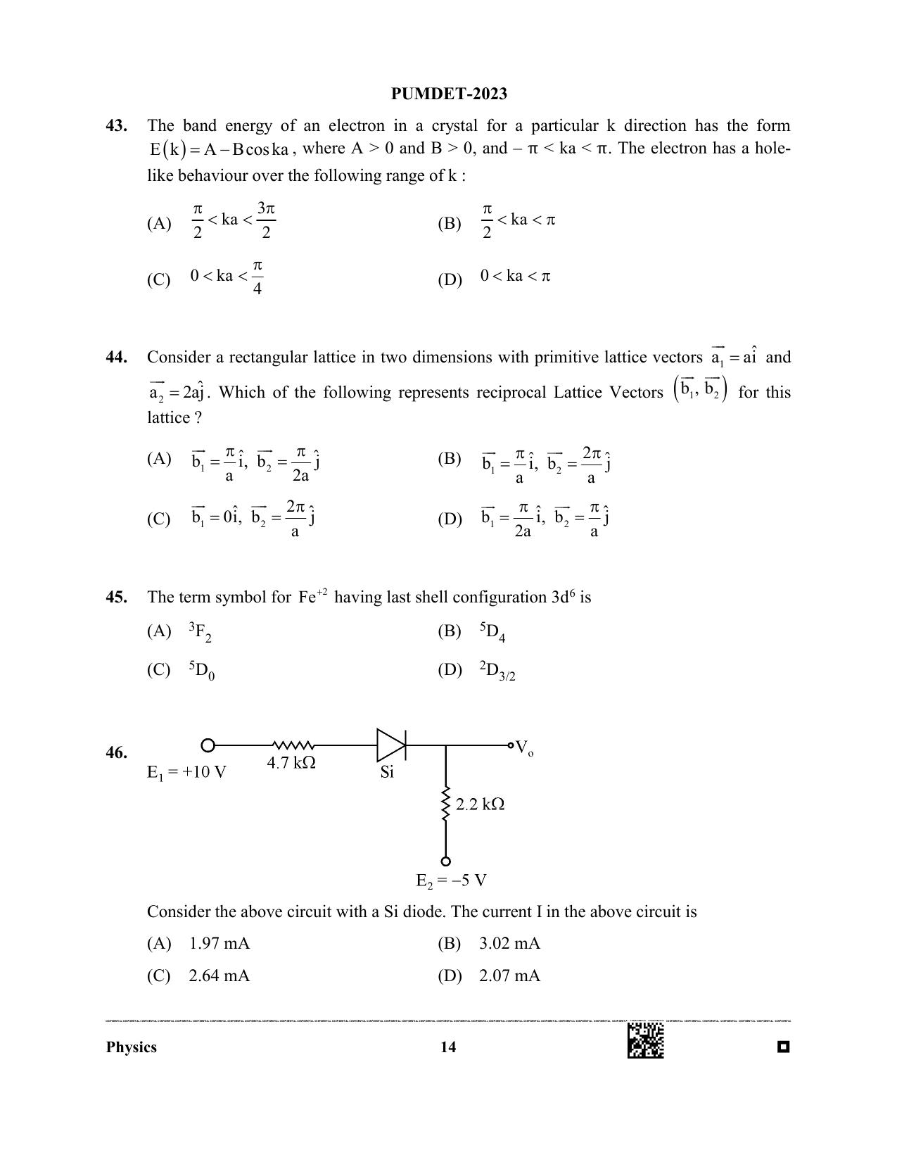 PUBDET 2023 Physics/Astrophysics 1 Question Paper - Page 14