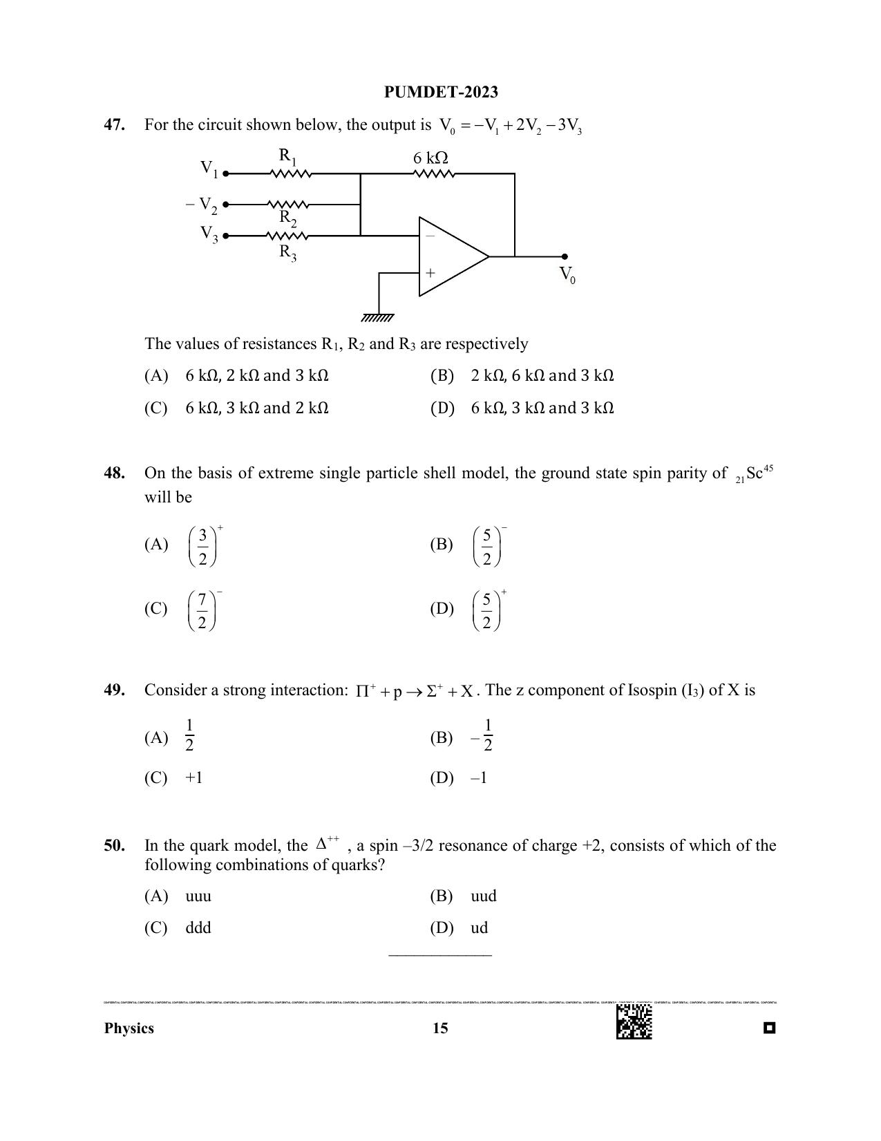 PUBDET 2023 Physics/Astrophysics 1 Question Paper - Page 15