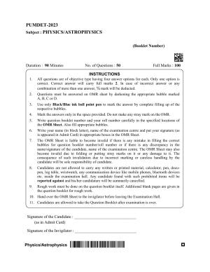 PUBDET 2023 Physics/Astrophysics 1 Question Paper
