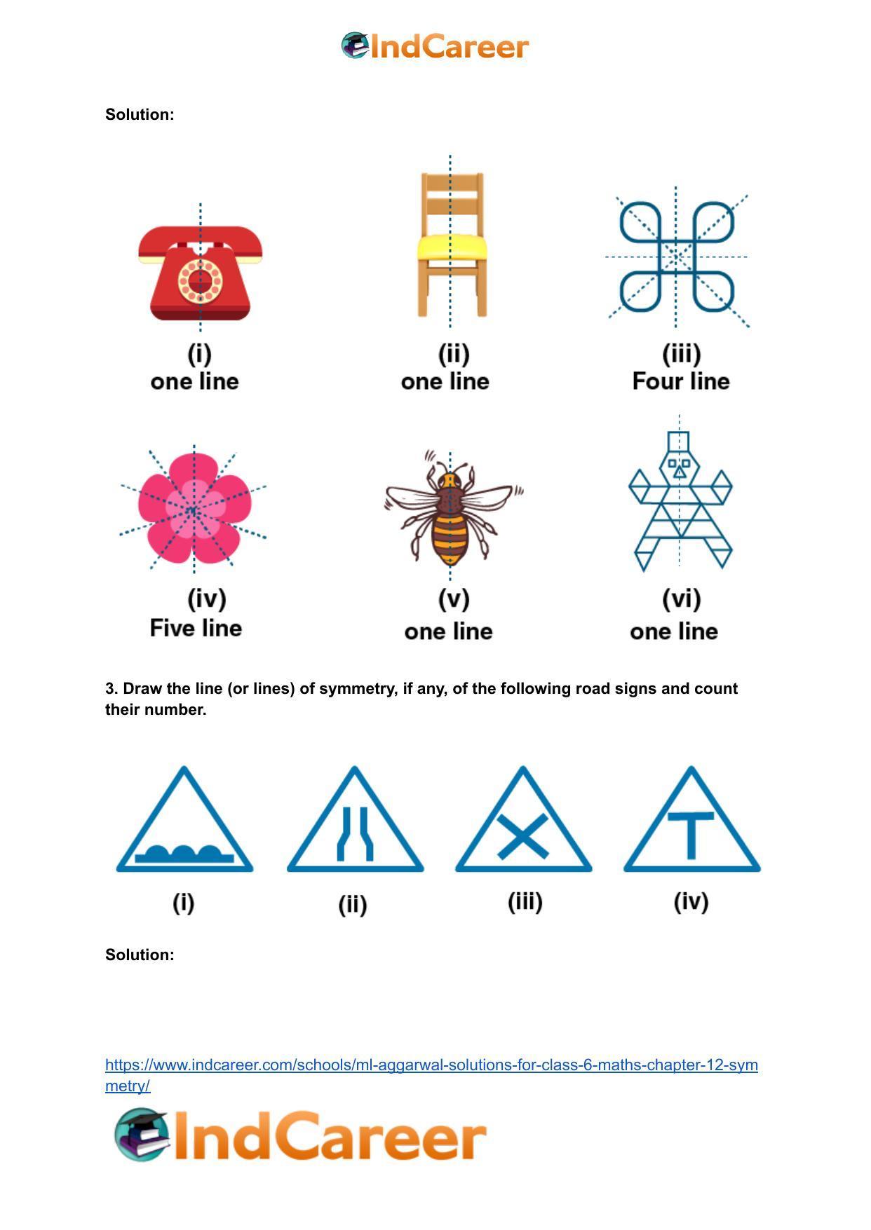 ML Aggarwal Solutions for Class 6 Maths Chapter 12- Symmetry - Page 4