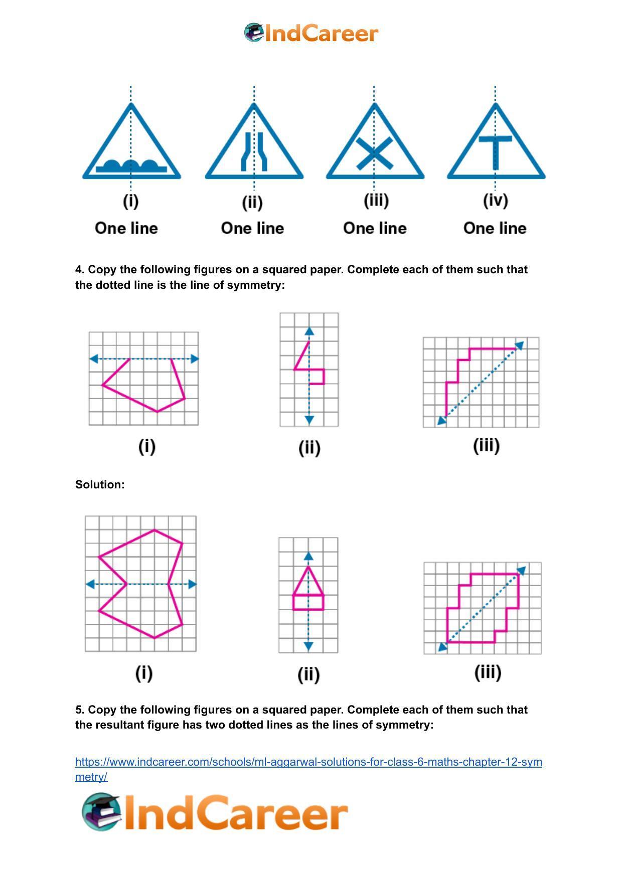 ML Aggarwal Solutions for Class 6 Maths Chapter 12- Symmetry - Page 5