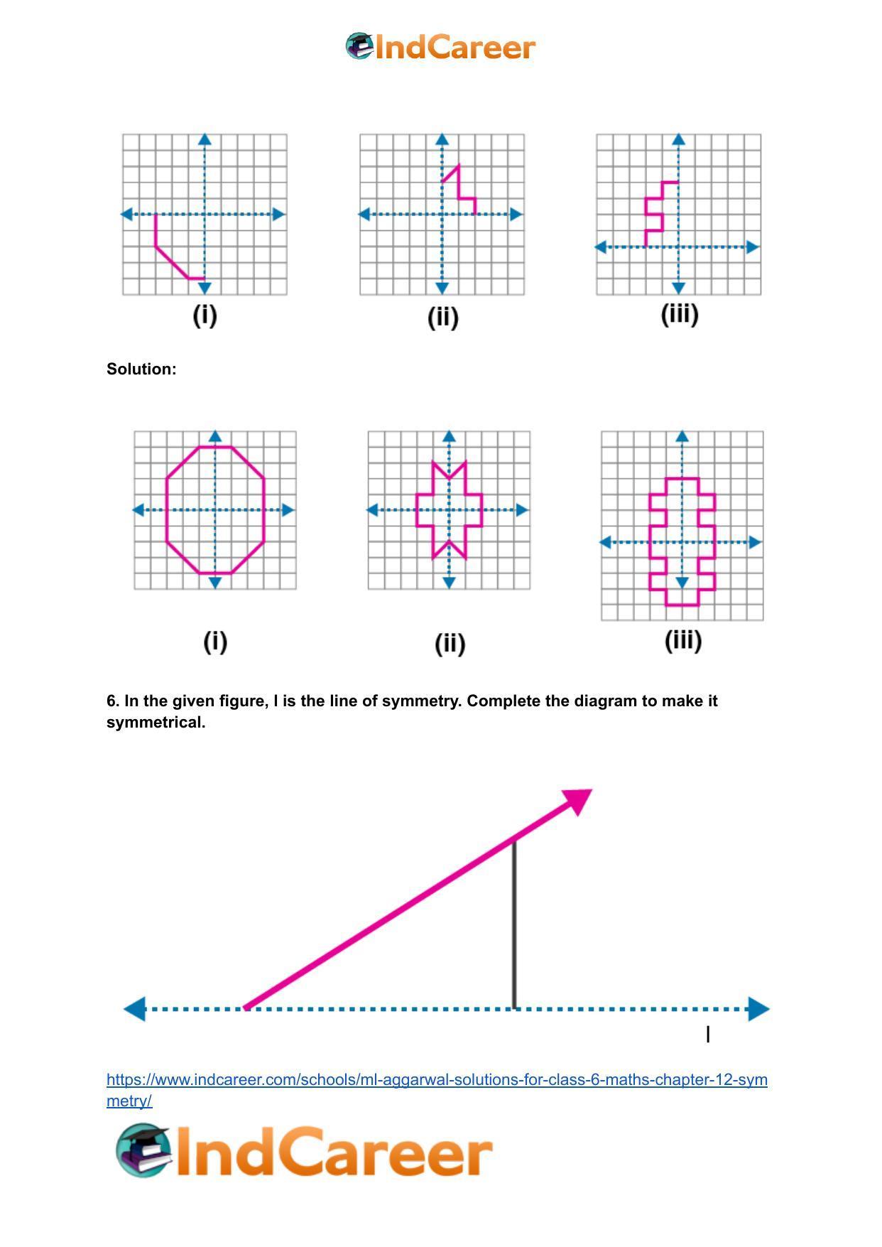 ML Aggarwal Solutions for Class 6 Maths Chapter 12- Symmetry - Page 6