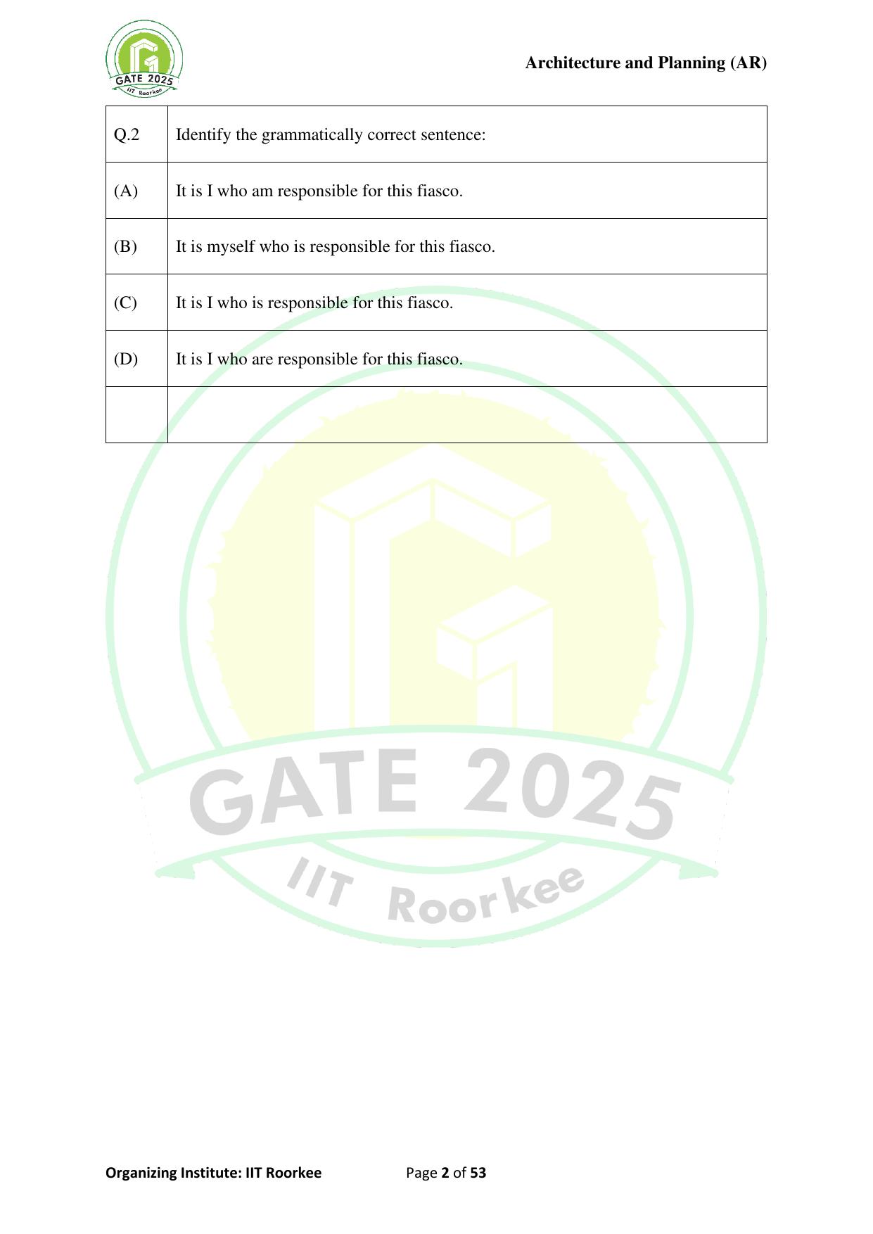 GATE 2025 Architecture and Planning (AR) Question Paper - Page 2
