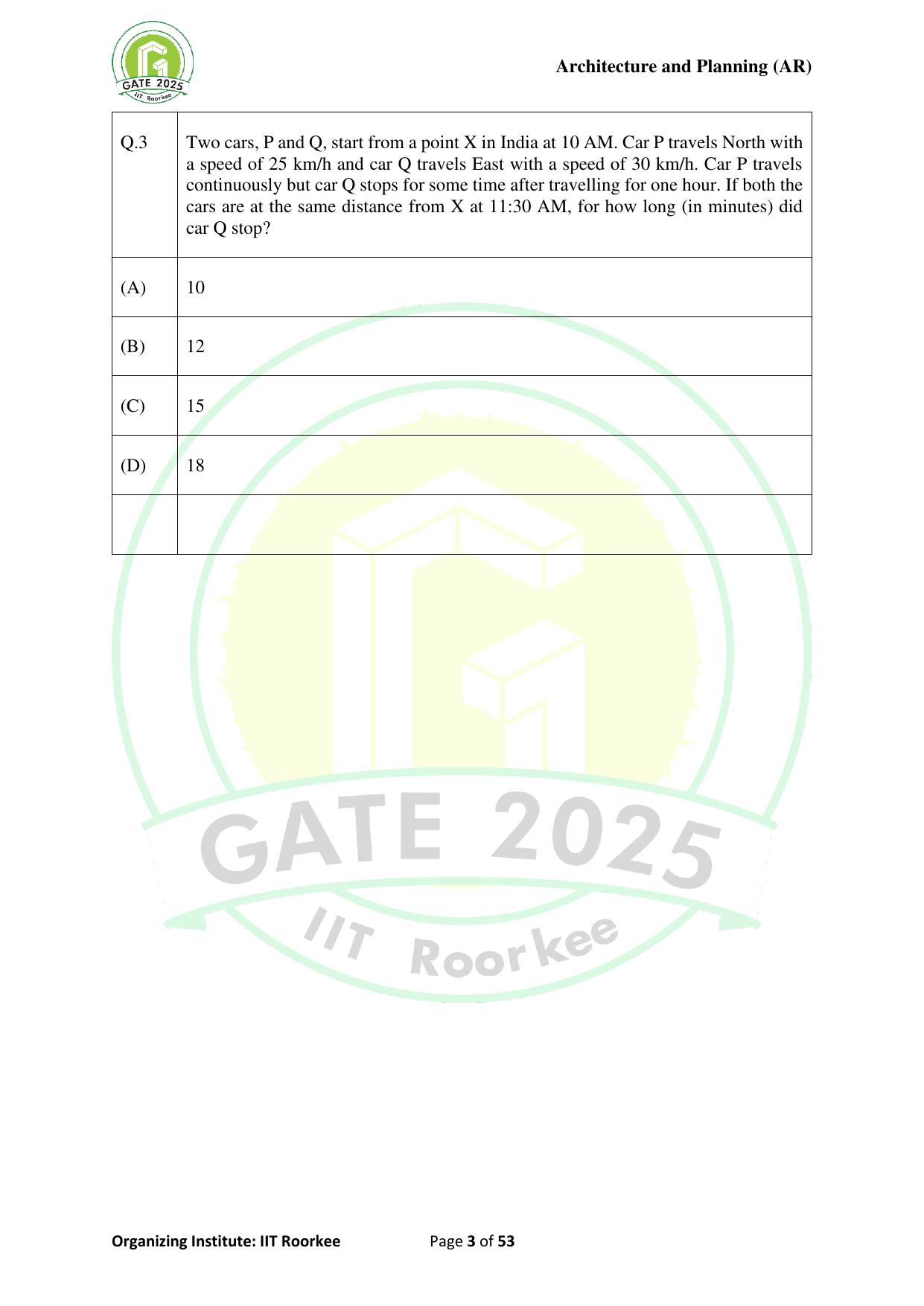 GATE 2025 Architecture and Planning (AR) Question Paper - Page 3