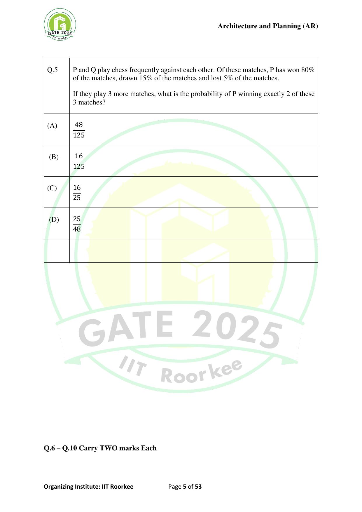 GATE 2025 Architecture and Planning (AR) Question Paper - Page 5
