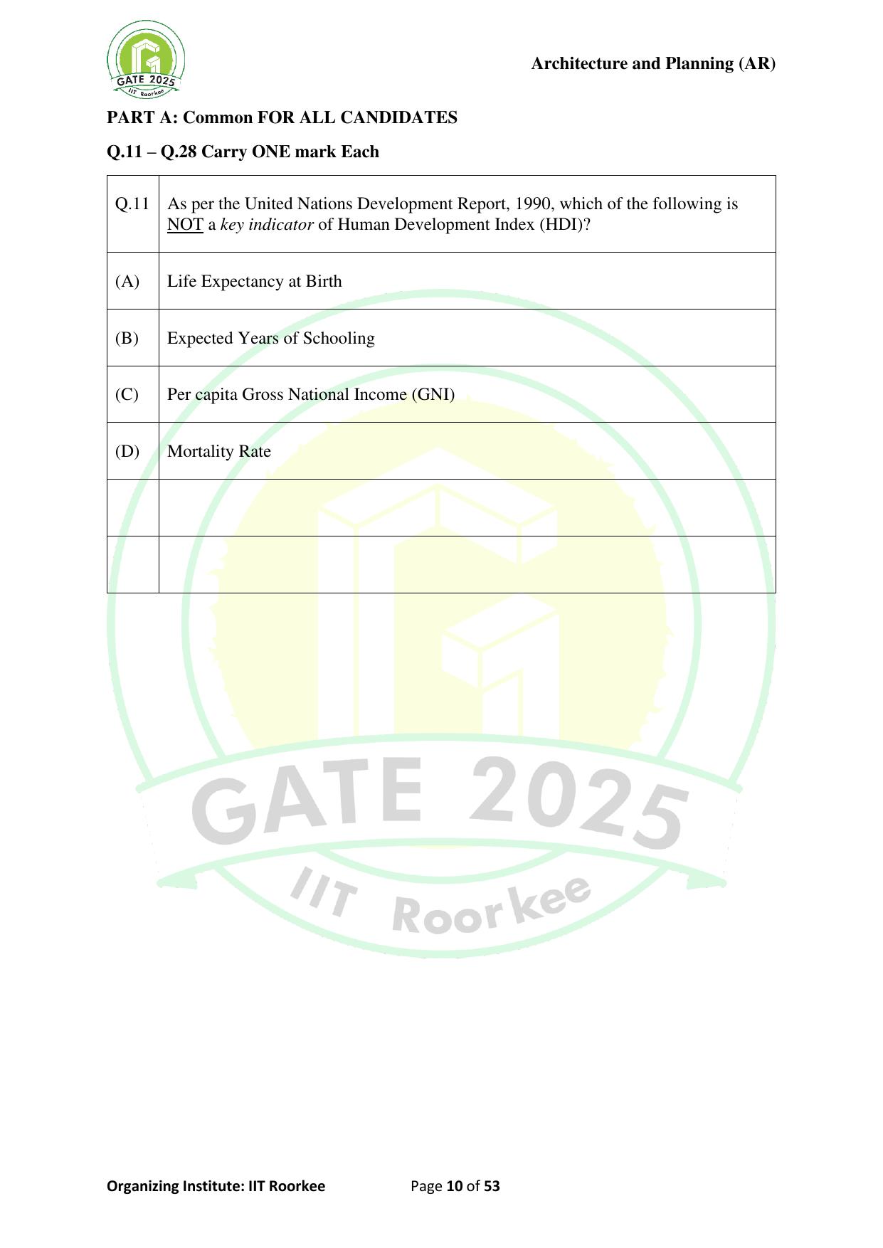 GATE 2025 Architecture and Planning (AR) Question Paper - Page 10