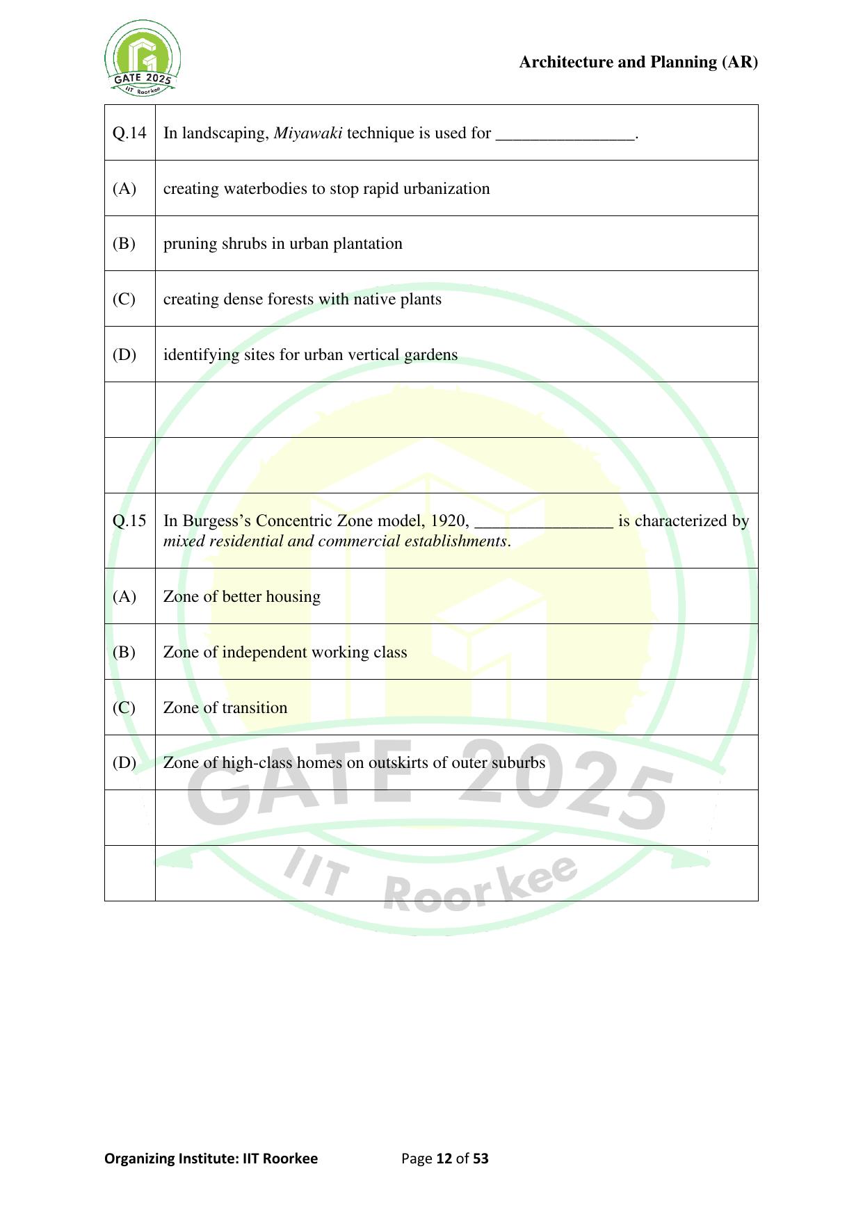 GATE 2025 Architecture and Planning (AR) Question Paper - Page 12