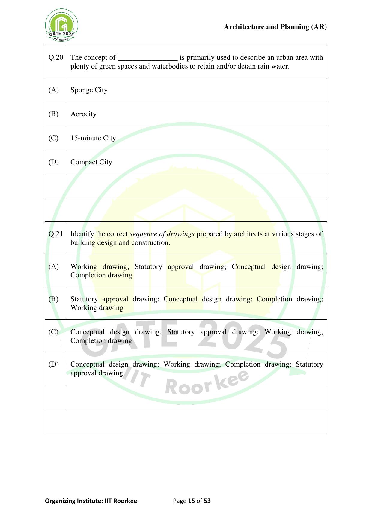 GATE 2025 Architecture and Planning (AR) Question Paper - Page 15