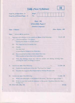 AP Inter 1st Year English ML-I (New) March-2019-General Question Paper
