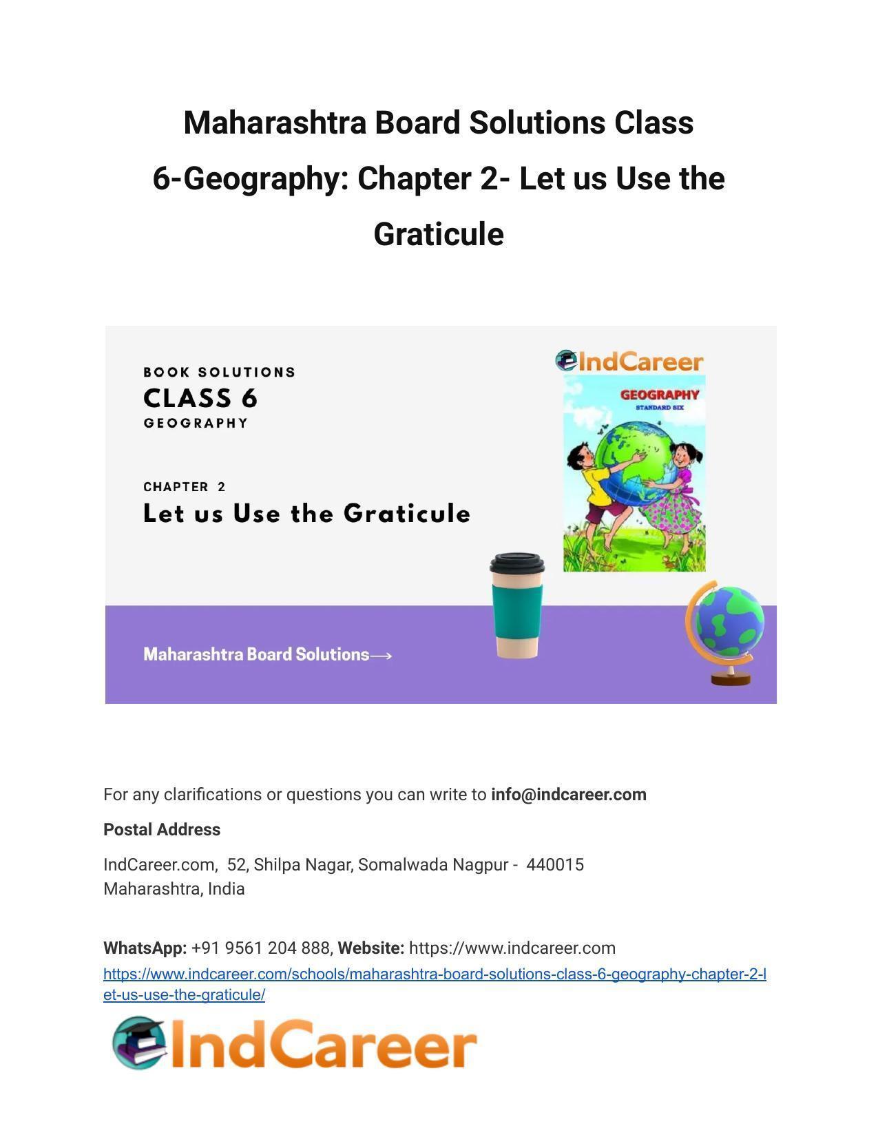 Maharashtra Board Solutions Class 6-Geography: Chapter 2- Let us Use the Graticule - Page 1