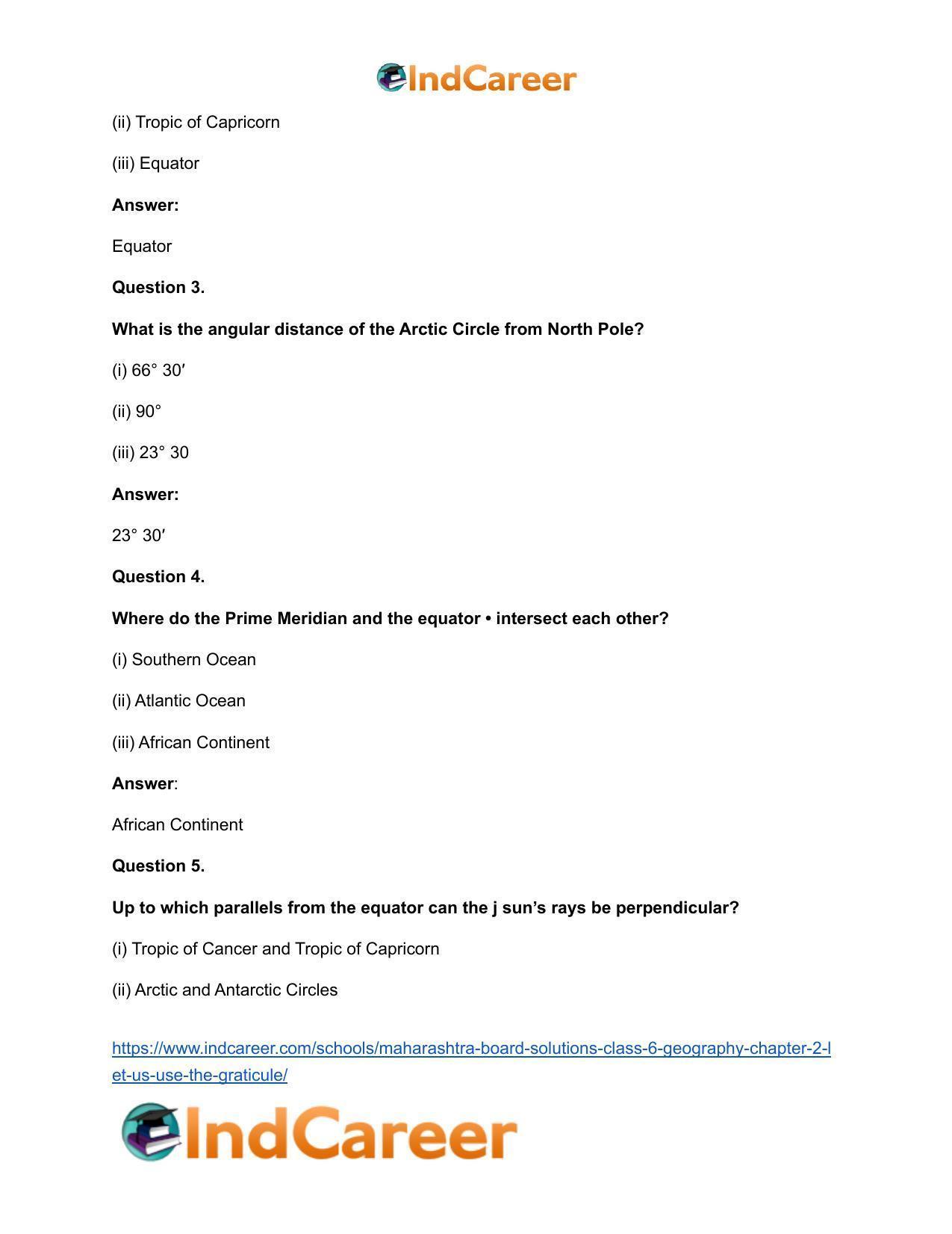 Maharashtra Board Solutions Class 6-Geography: Chapter 2- Let us Use the Graticule - Page 3